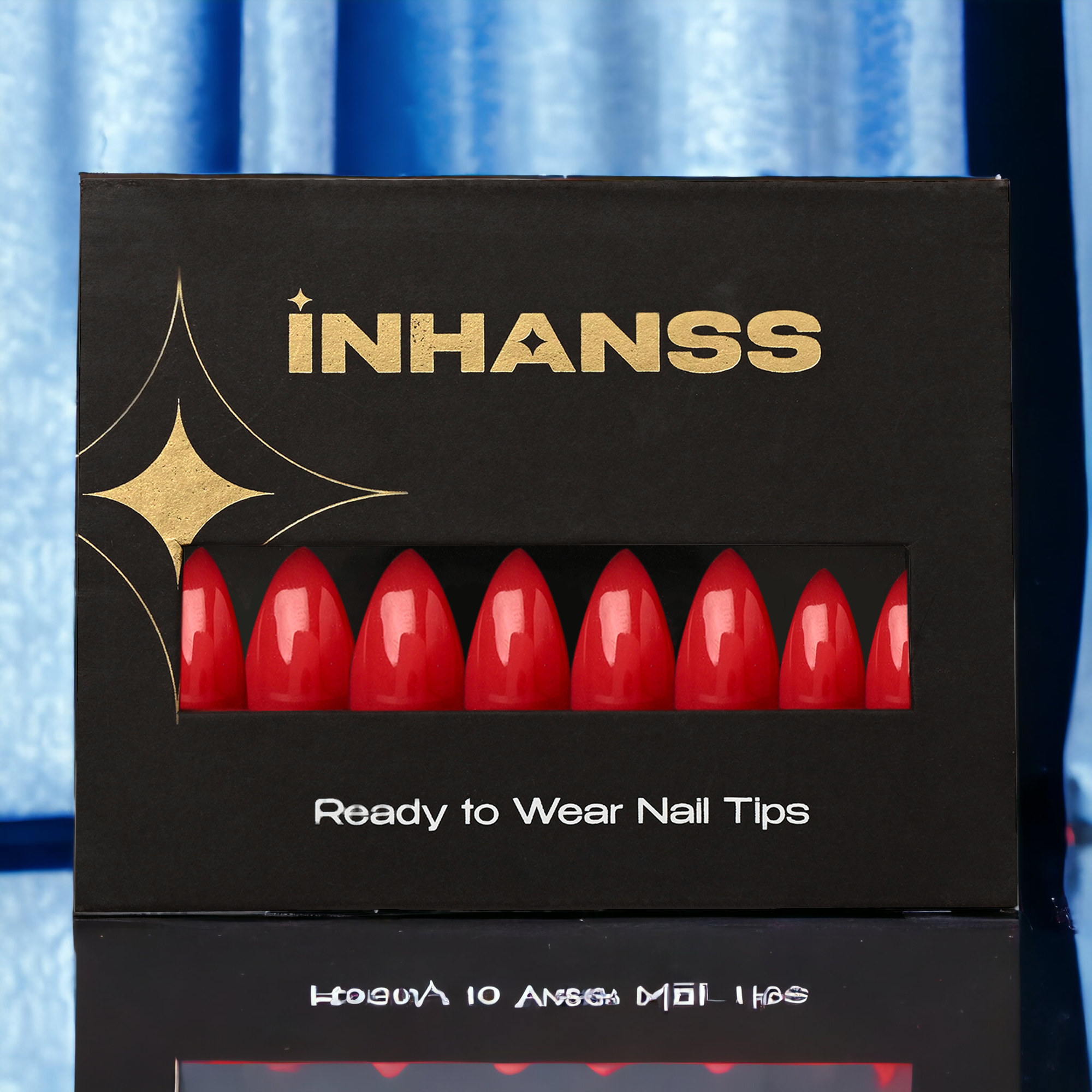 Handmade Reusable Premium Press on Nail Art Kit : Shine In Red