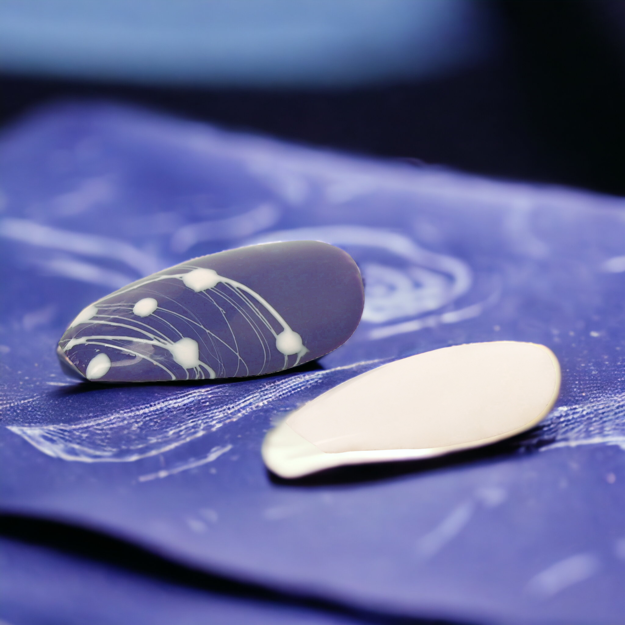 Handmade Reusable Premium Press on Nail With Tabs : Beautiful Blue