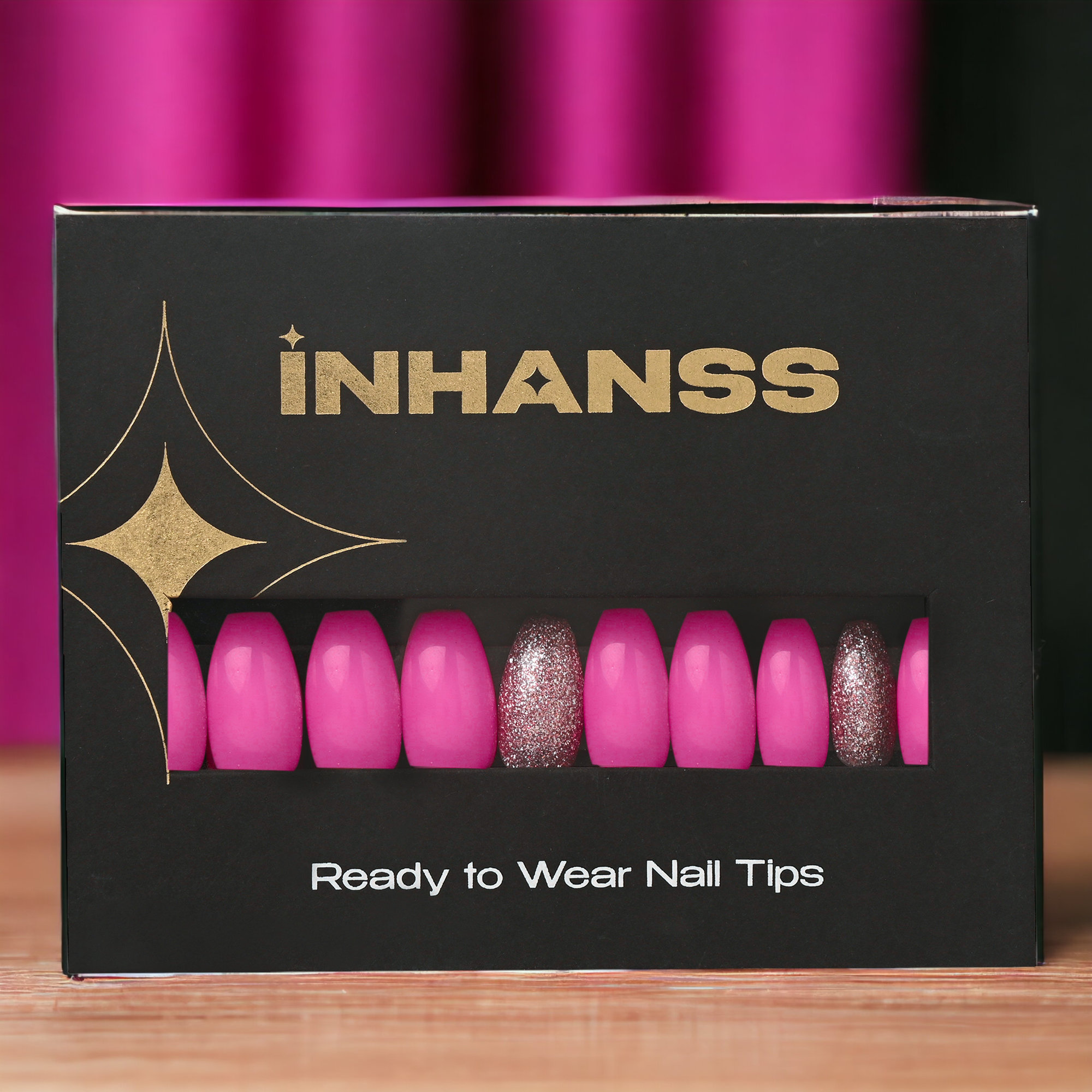 Handmade Reusable Premium Press on Nail Art Kit : Pinky Pink