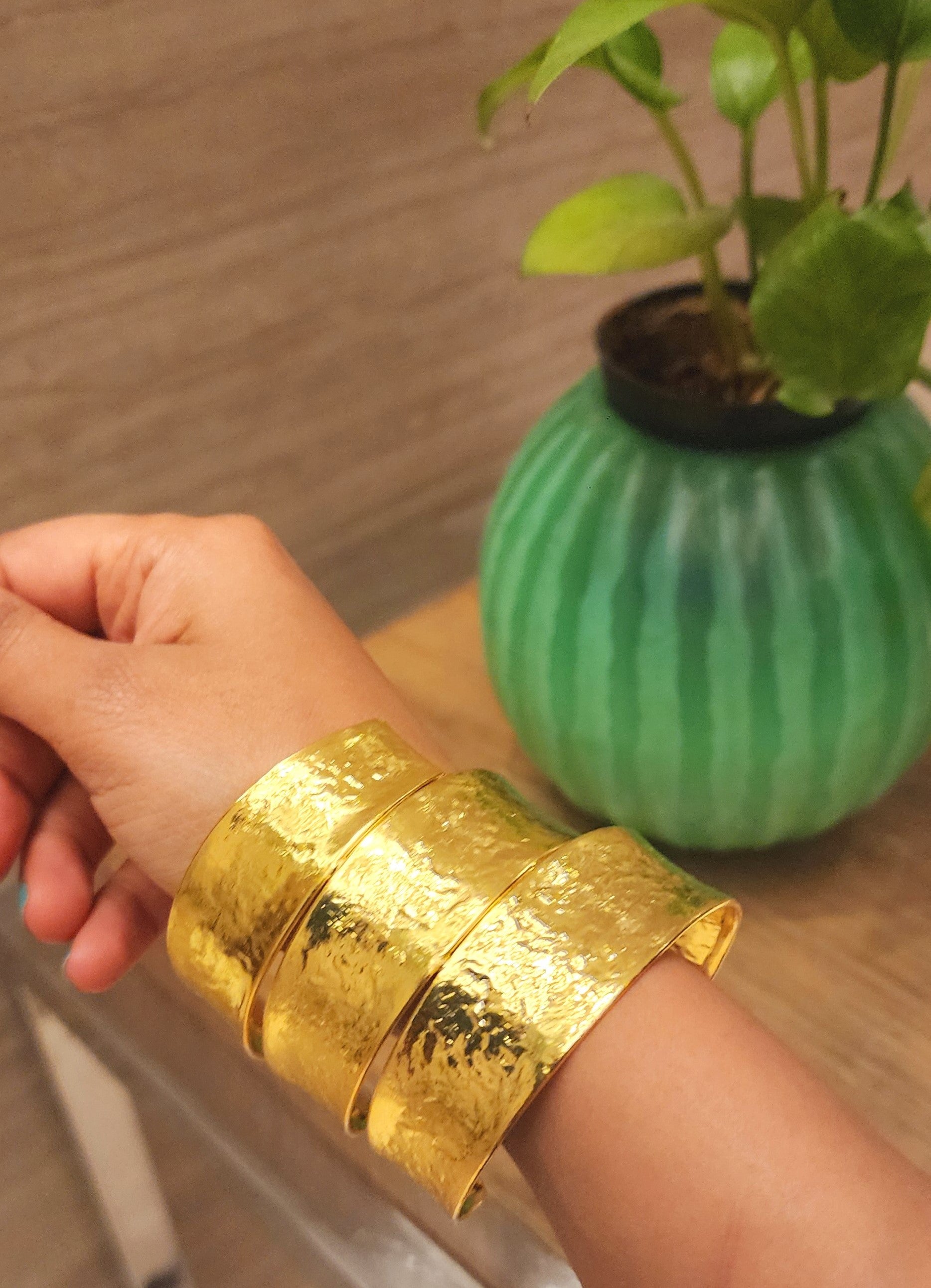 Golden Gleam Anti Tarnish Statement Bracelet