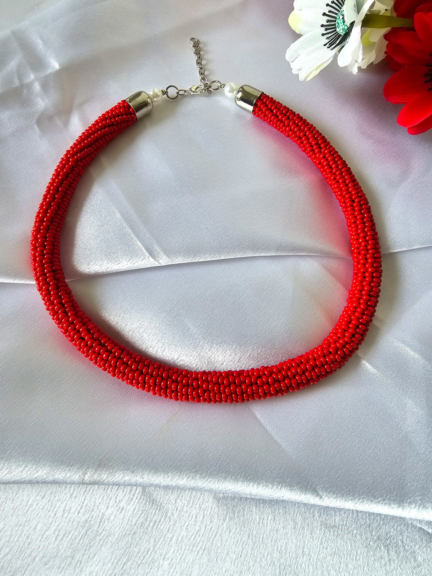 Fiery Elegance Rope Necklace-Handmade