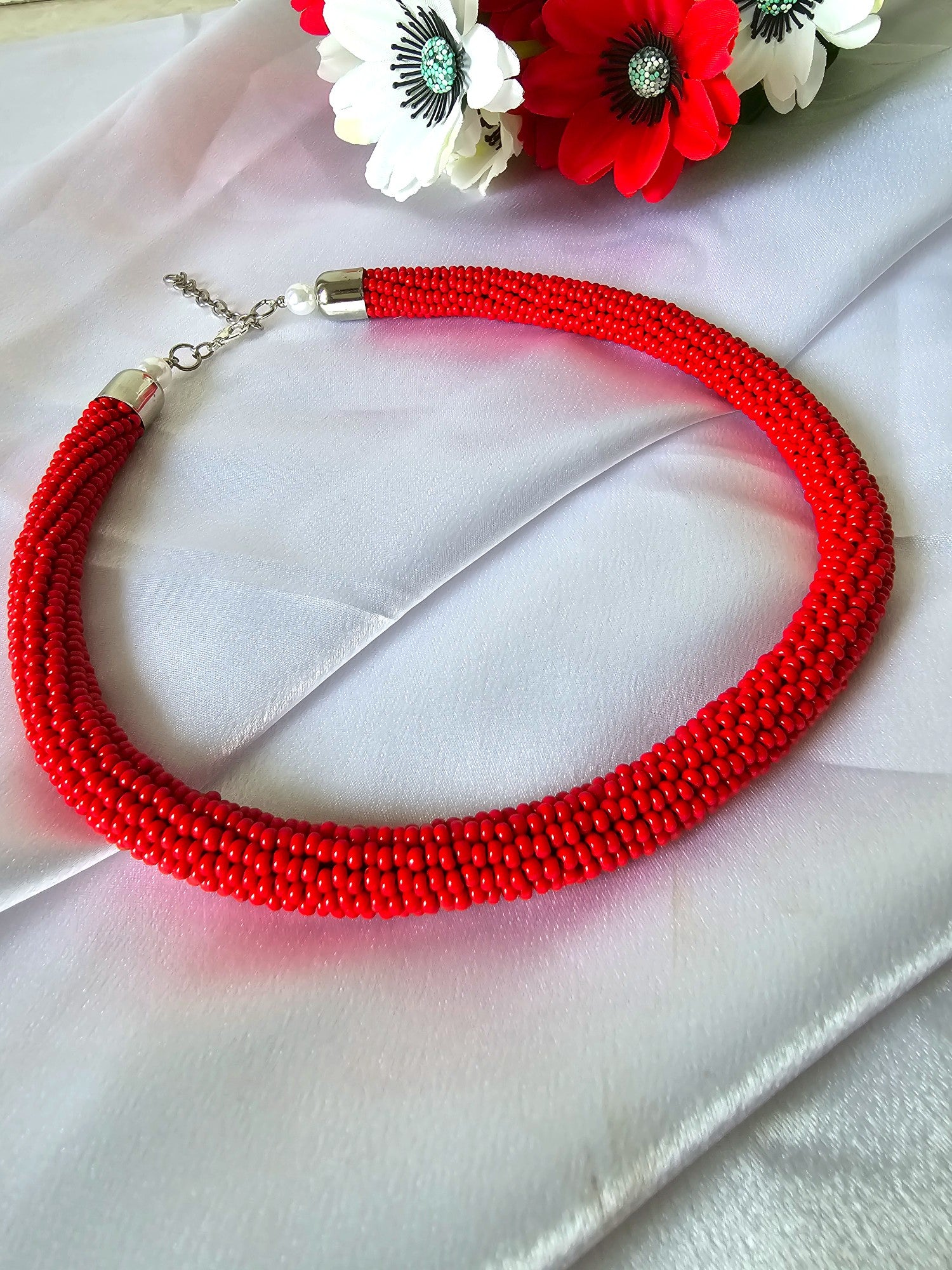 Fiery Elegance Rope Necklace-Handmade