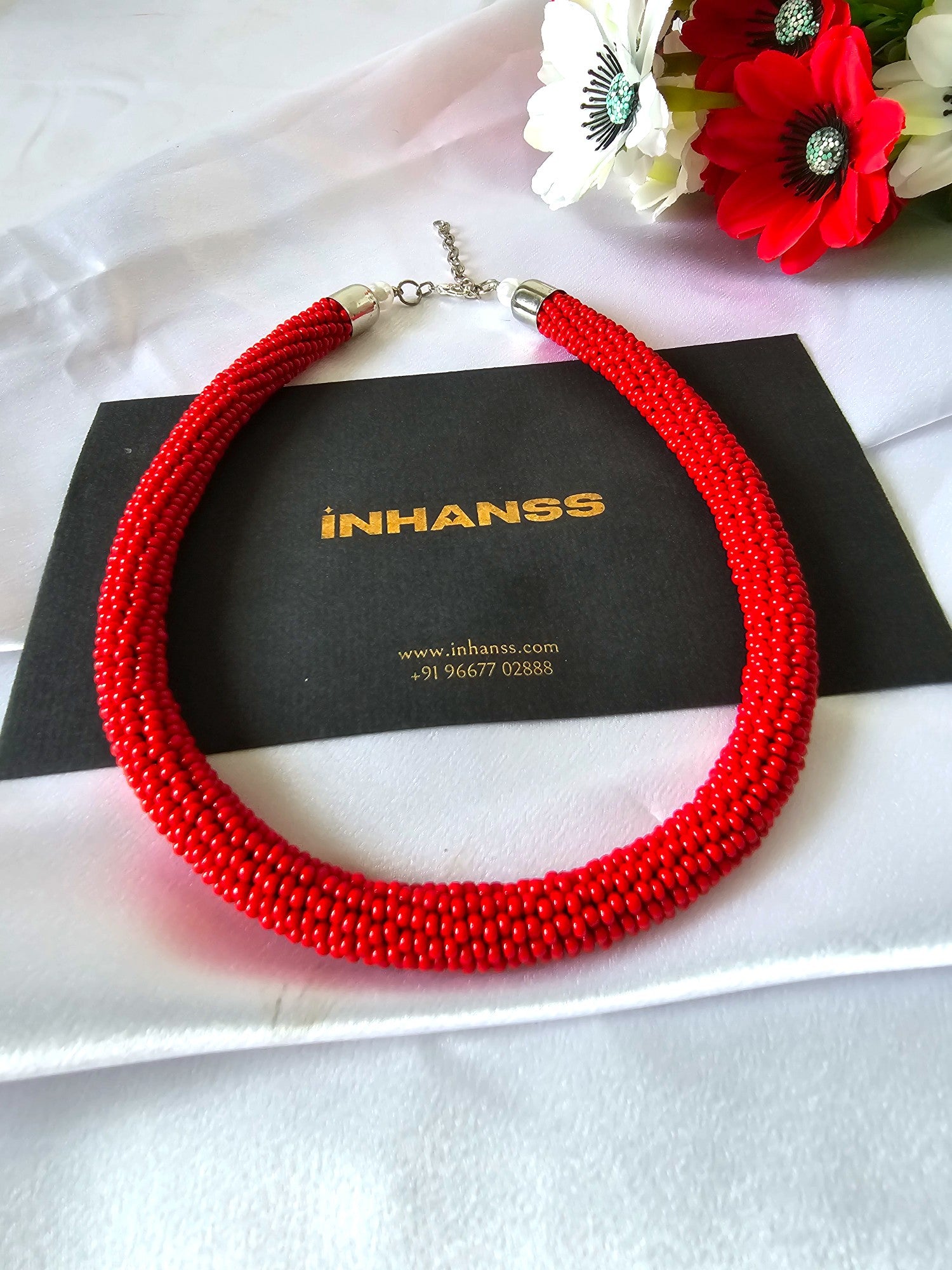 Fiery Elegance Rope Necklace-Handmade