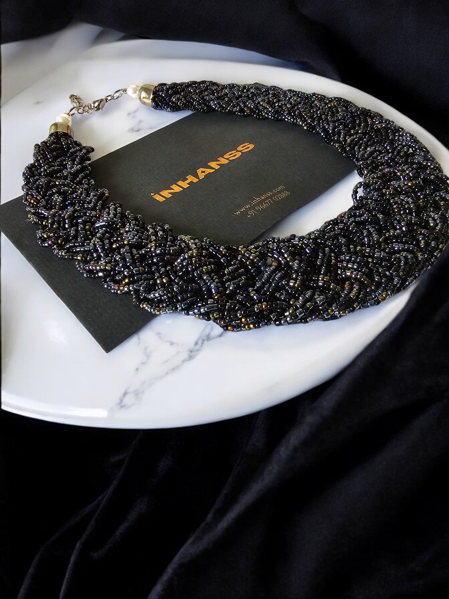 Midnight Mirage Crochet Necklace - Handmade