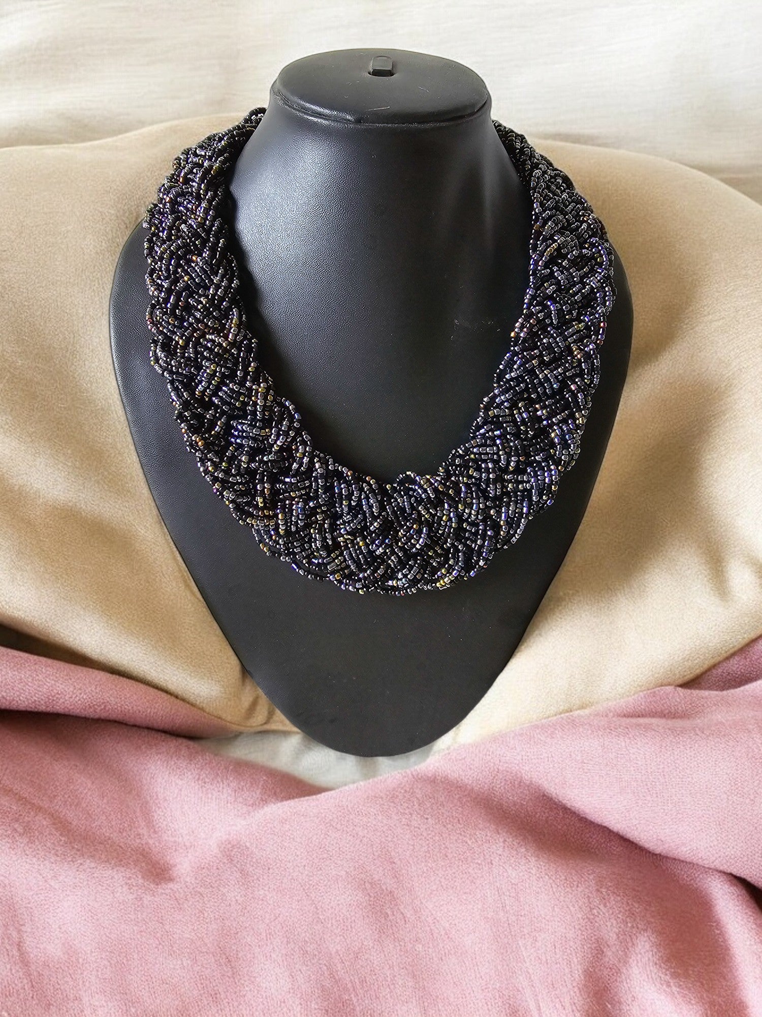 Midnight Mirage Crochet Necklace - Handmade