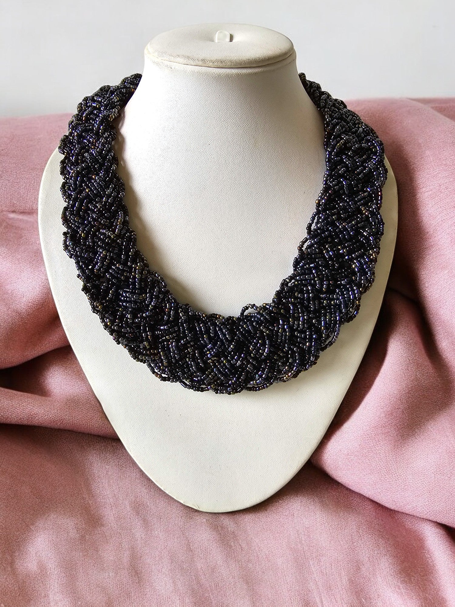 Midnight Mirage Crochet Necklace - Handmade