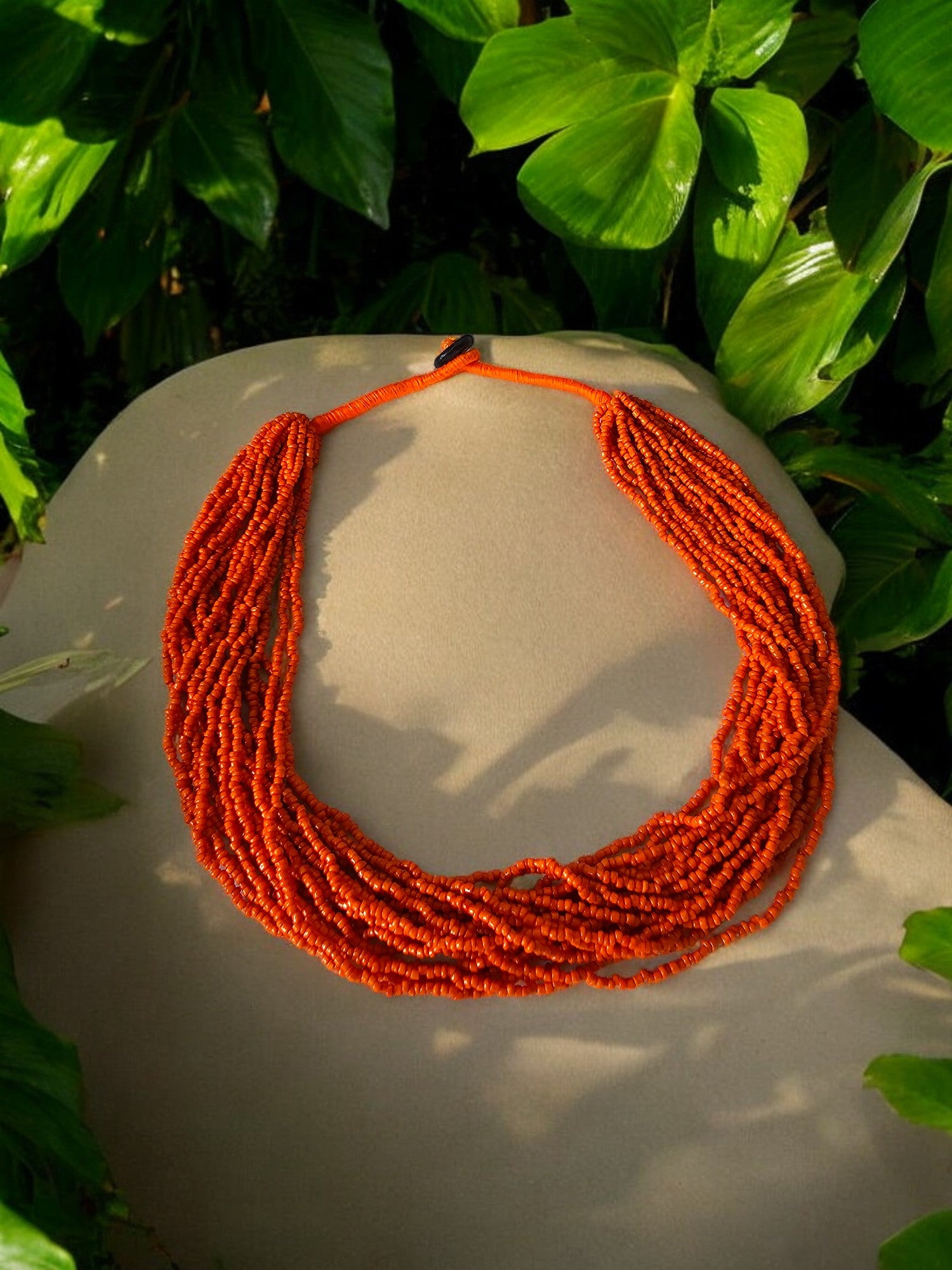 Handmade  20 Layers Tangerine Dream Necklace With Matching Earrings