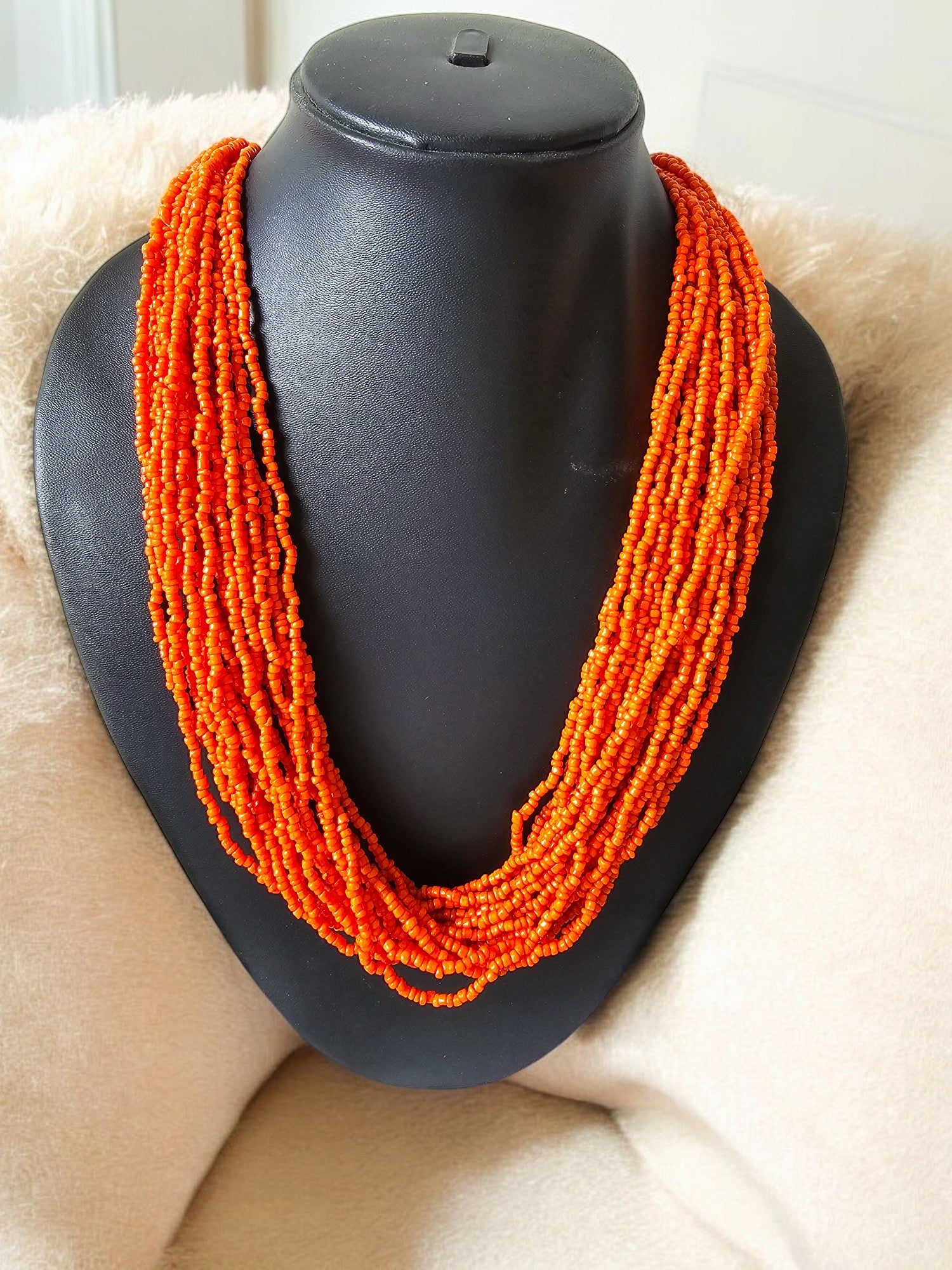 Handmade  20 Layers Tangerine Dream Necklace With Matching Earrings