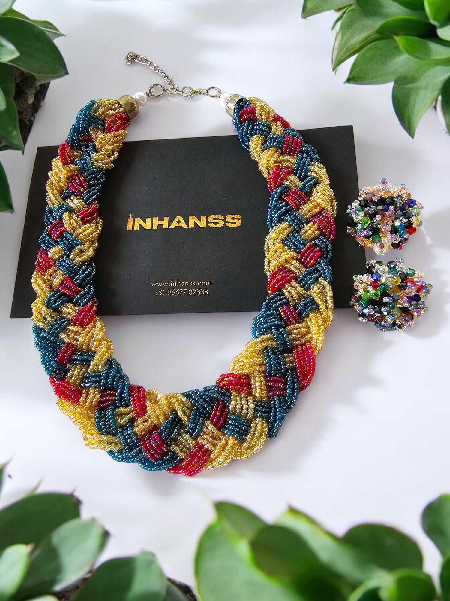 Vibrant Weave Necklace Set - Handmade