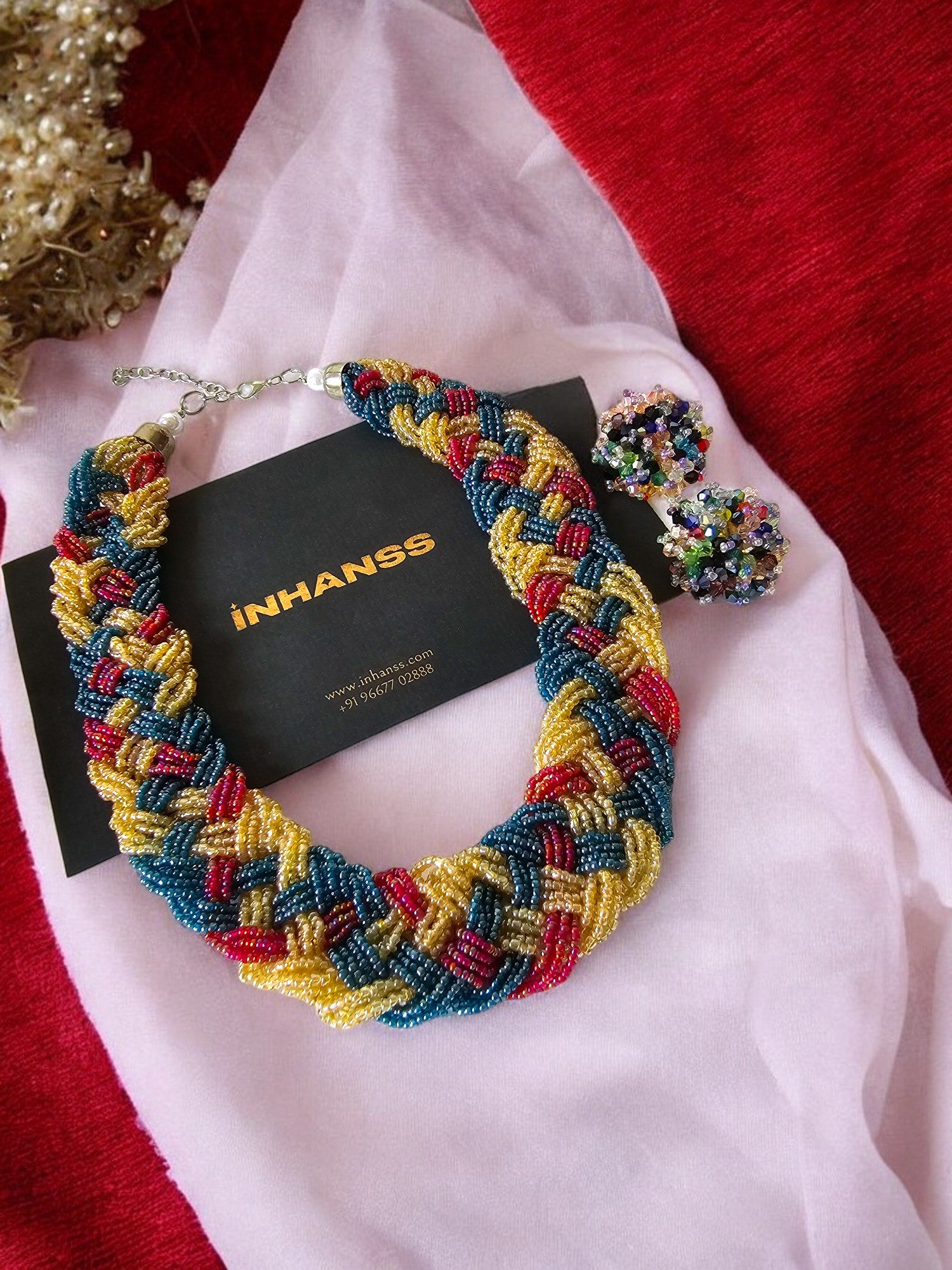 Vibrant Weave Necklace Set - Handmade