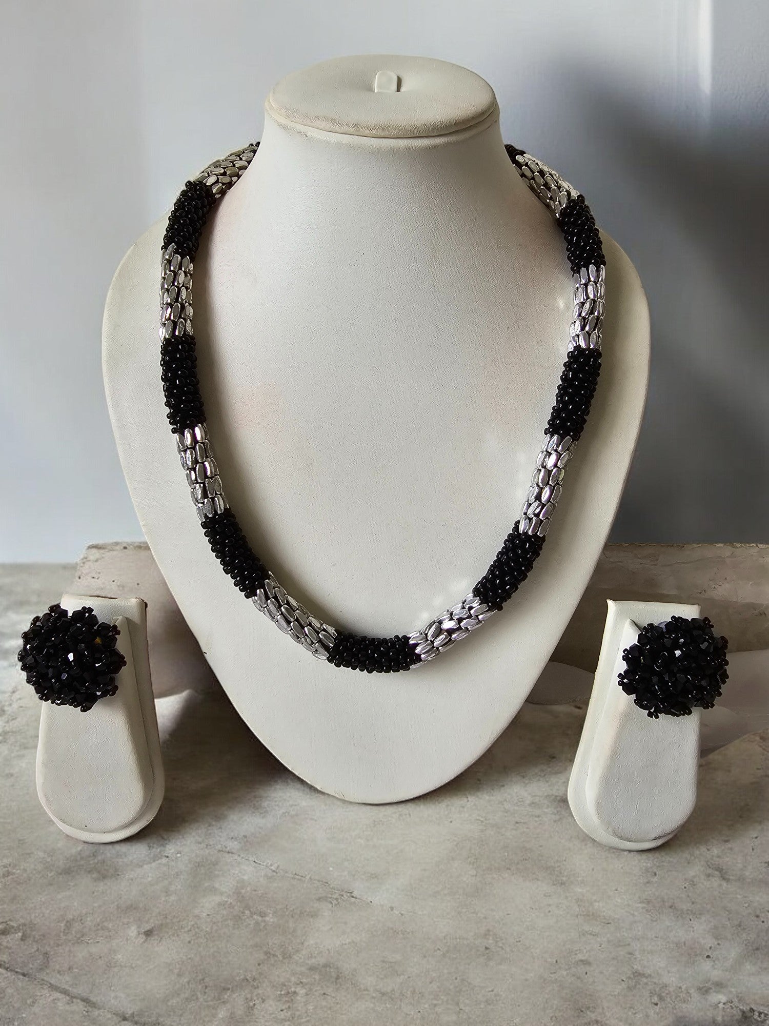 Midnight Elegance Necklace Set - Handmade