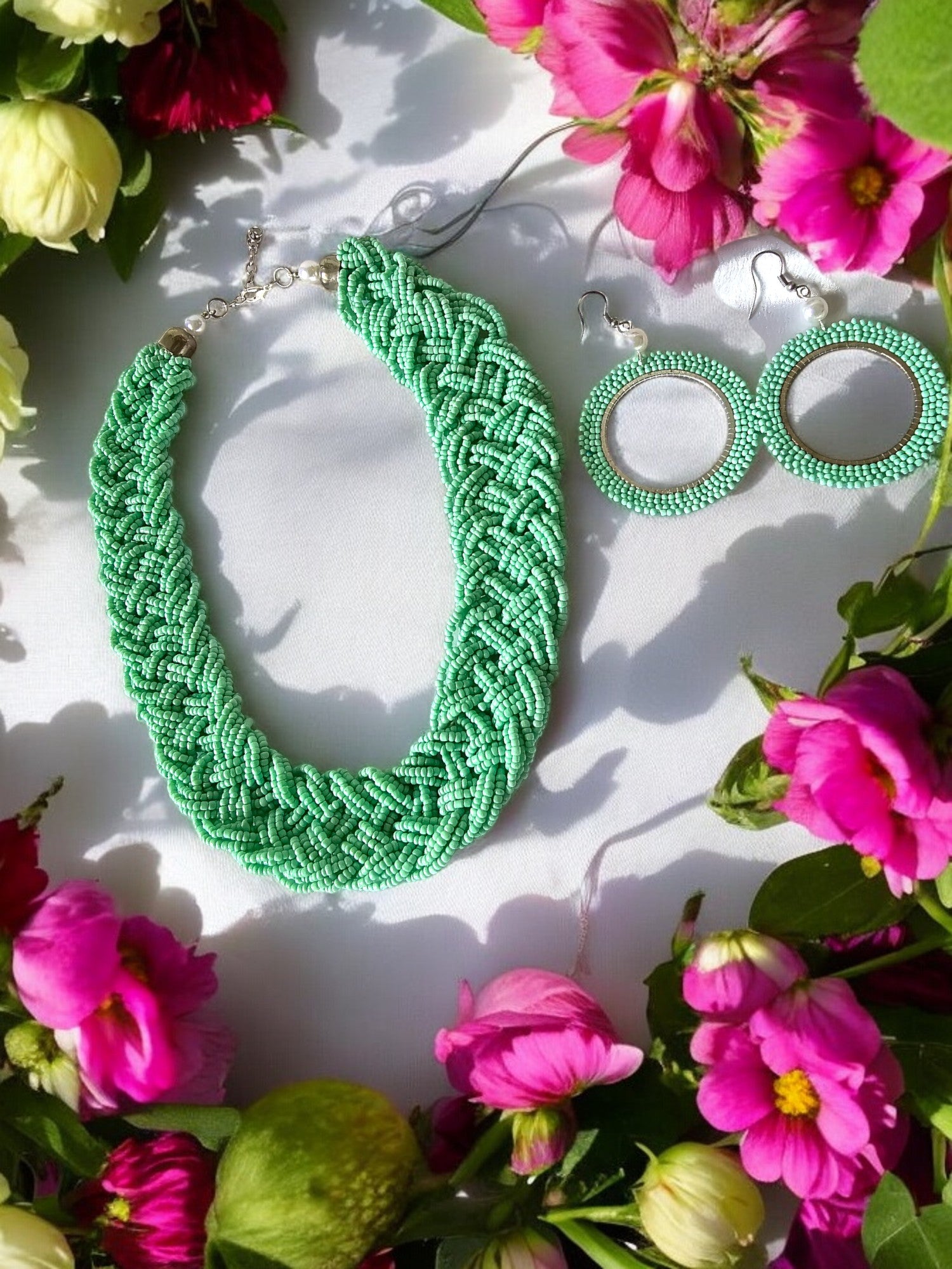 Mint Majesty Multi-Layered Handmade Necklace Set