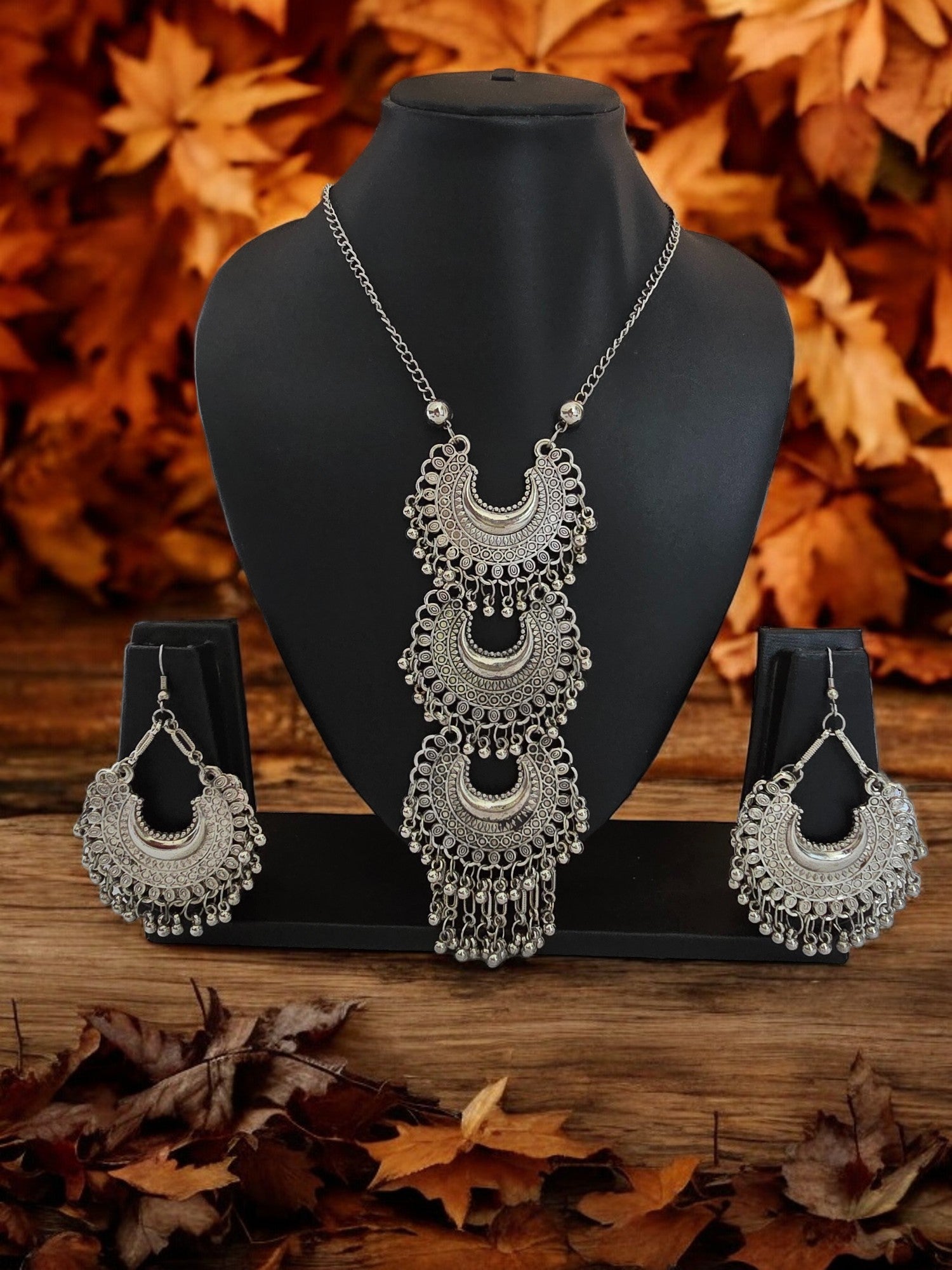 Lunar Elegance Oxidized Set - Handmade