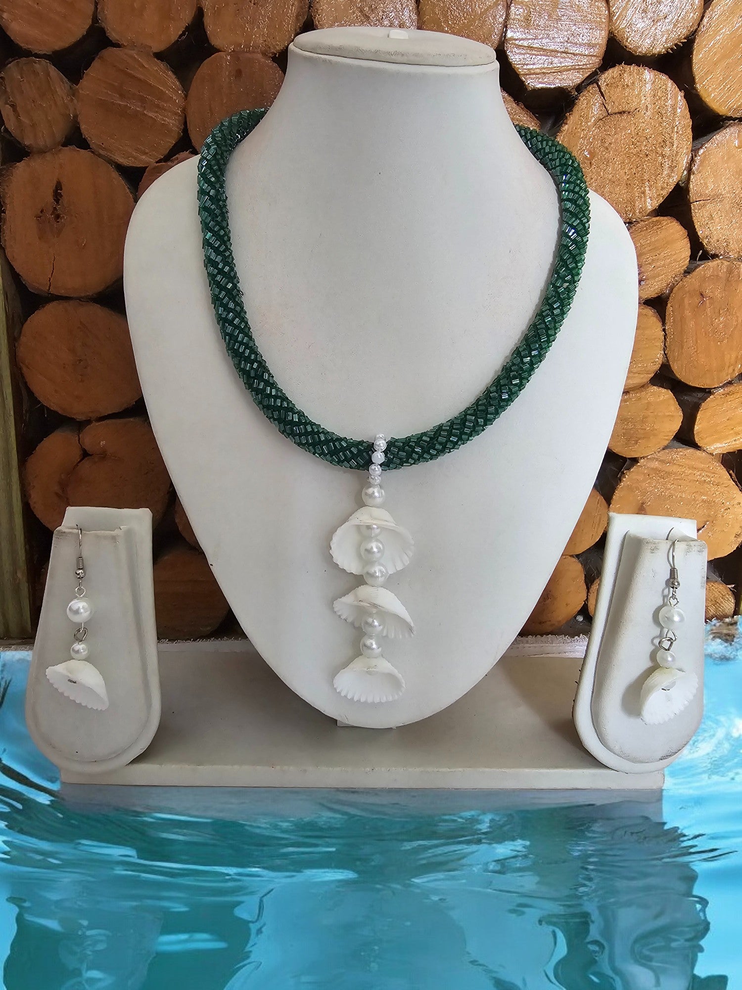 Ocean Bliss Shell Drop Necklace Set- Handmade & 2 in 1