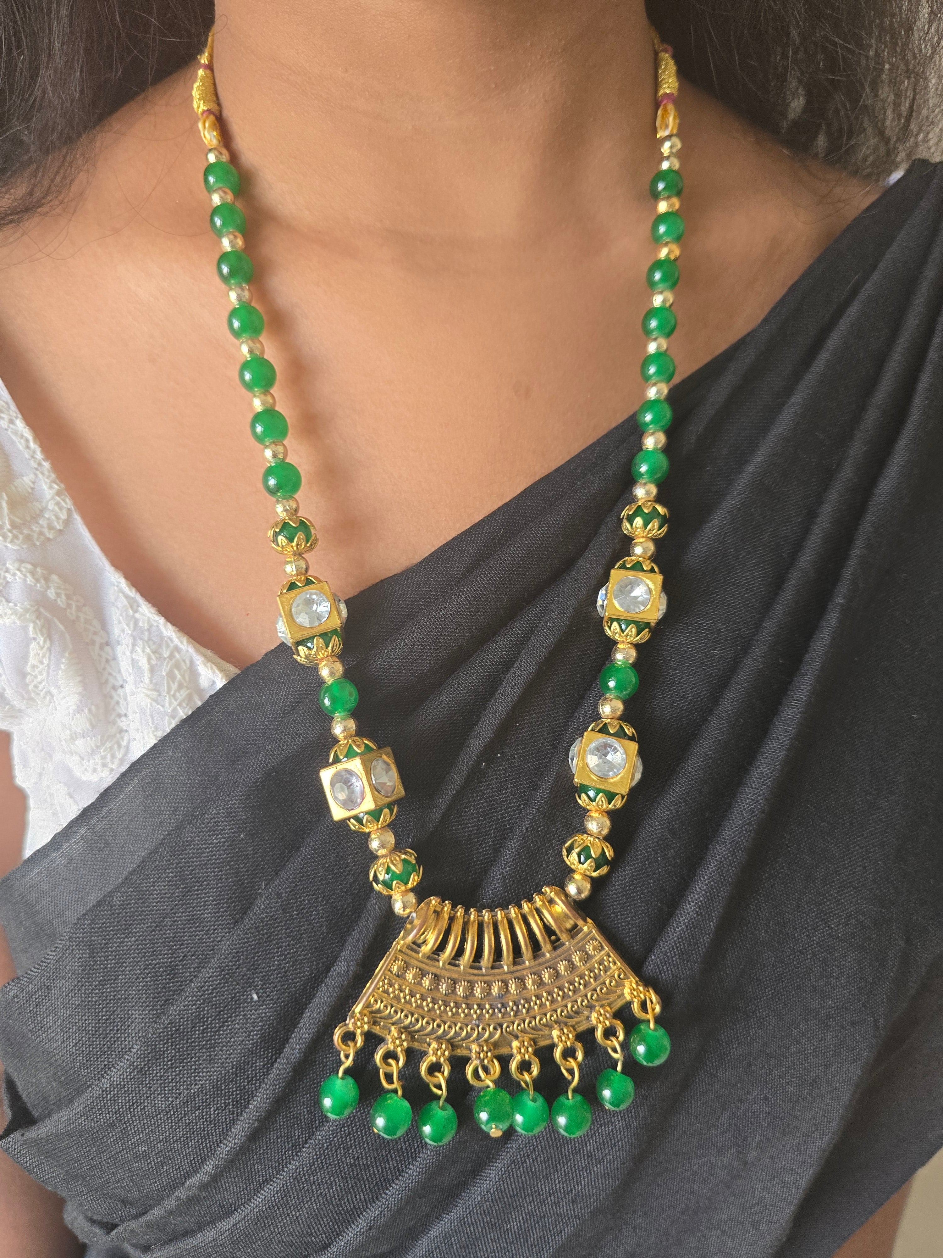 Emerald Enchantress Handmade Necklace  & Earrings Set