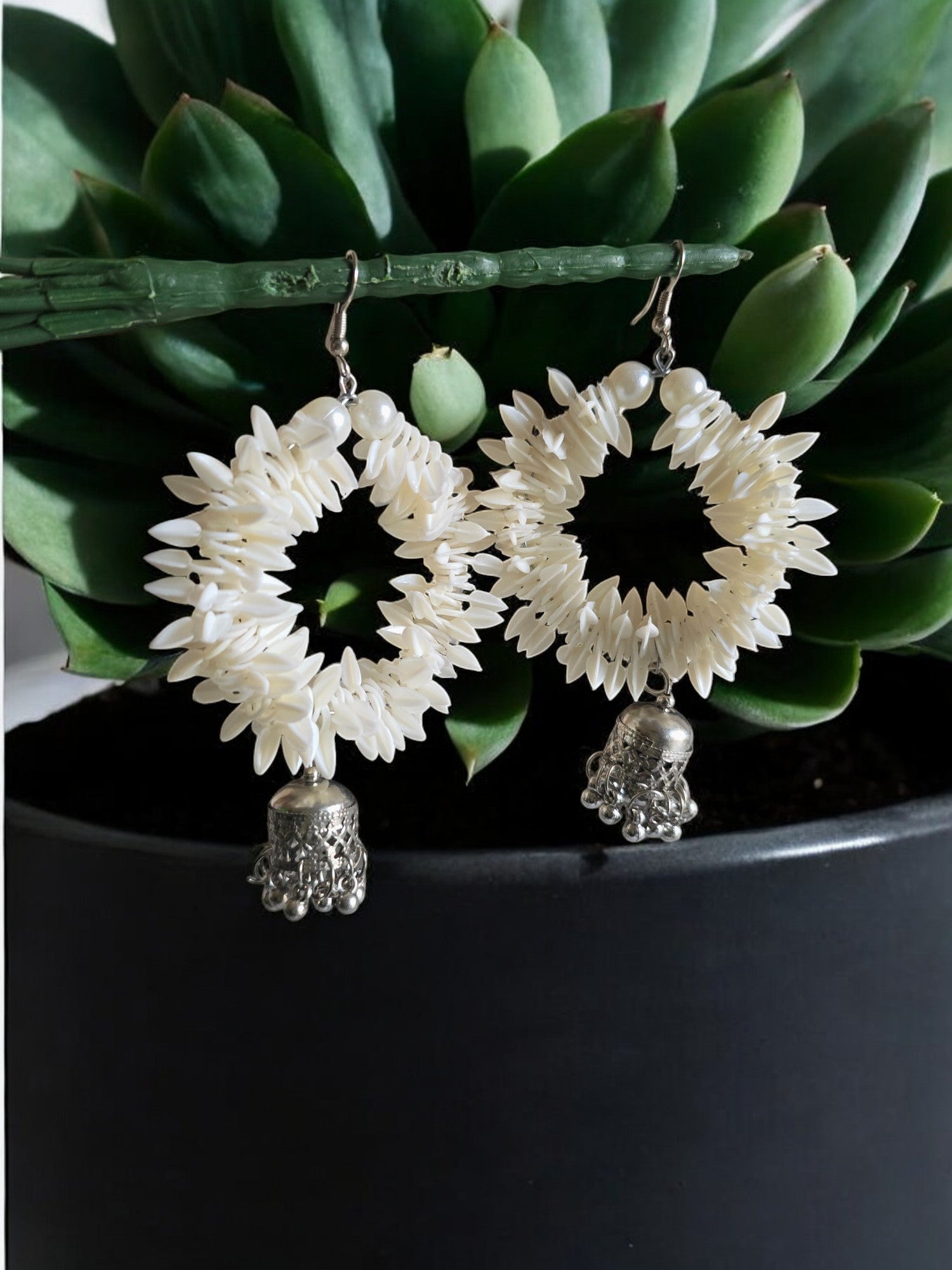 Ivory Bloom Bell Hoops