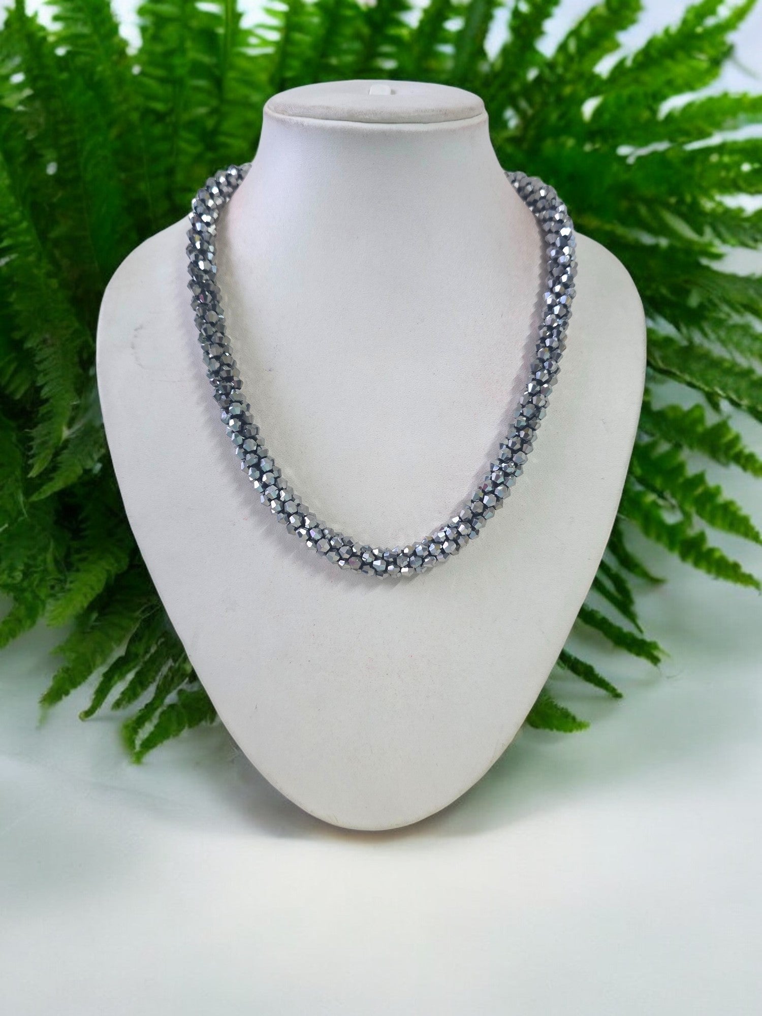 Silver Stardust Handmade Beaded Necklace