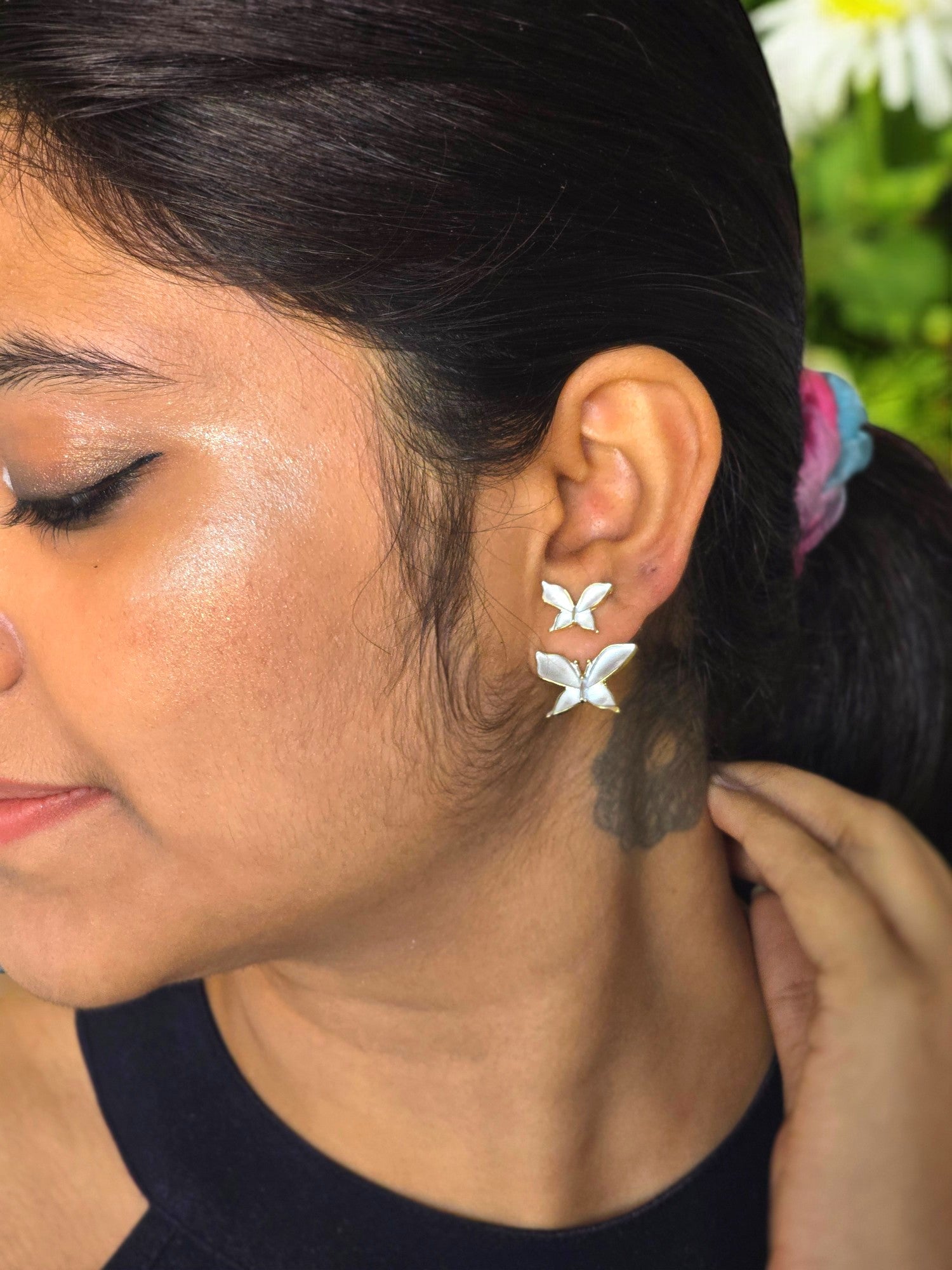 Blossom Grace 2 in 1 Anti Tarnish Stud Earrings