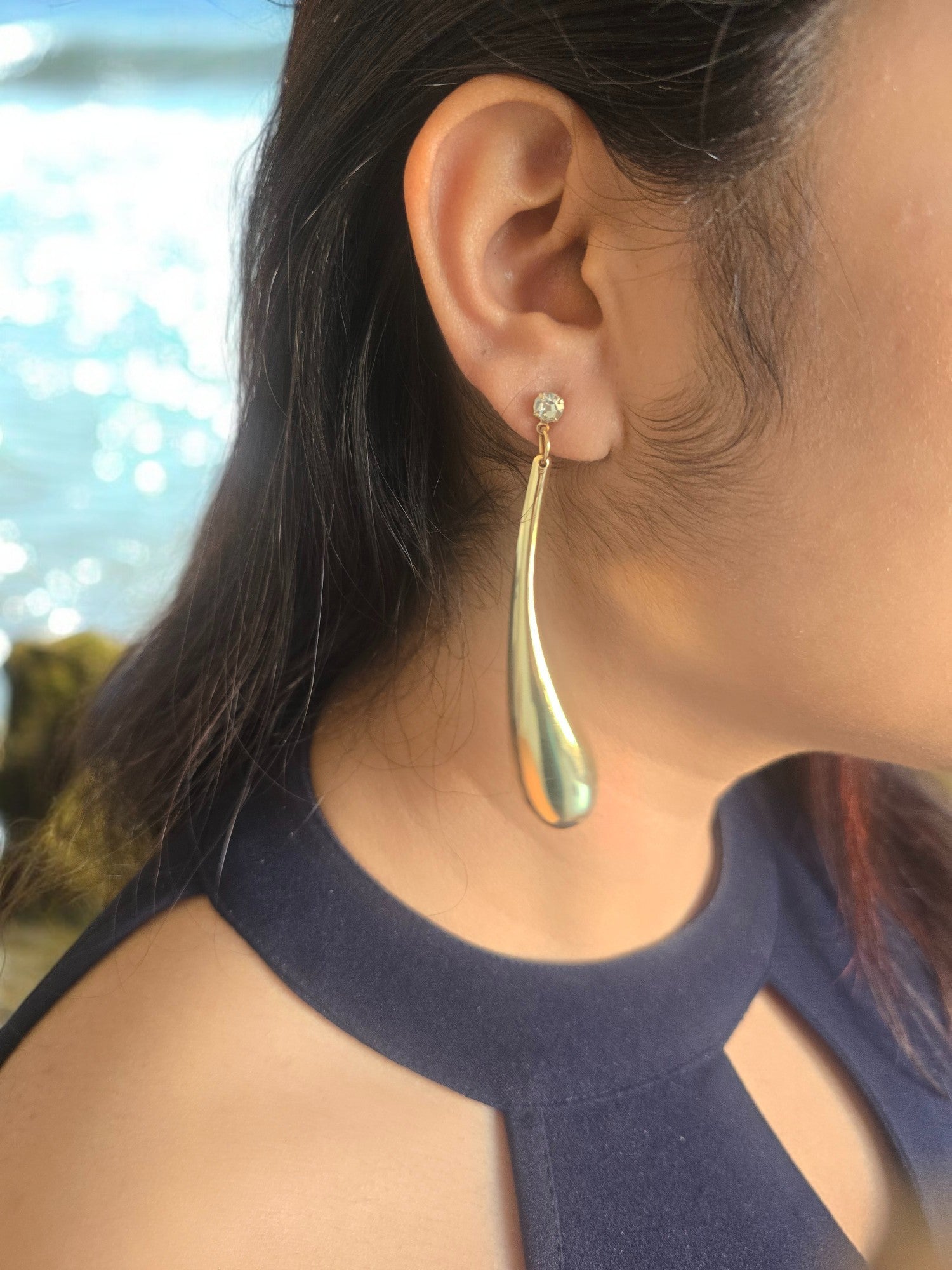 Golden Mirage Anti Tarnish Statement Earrings