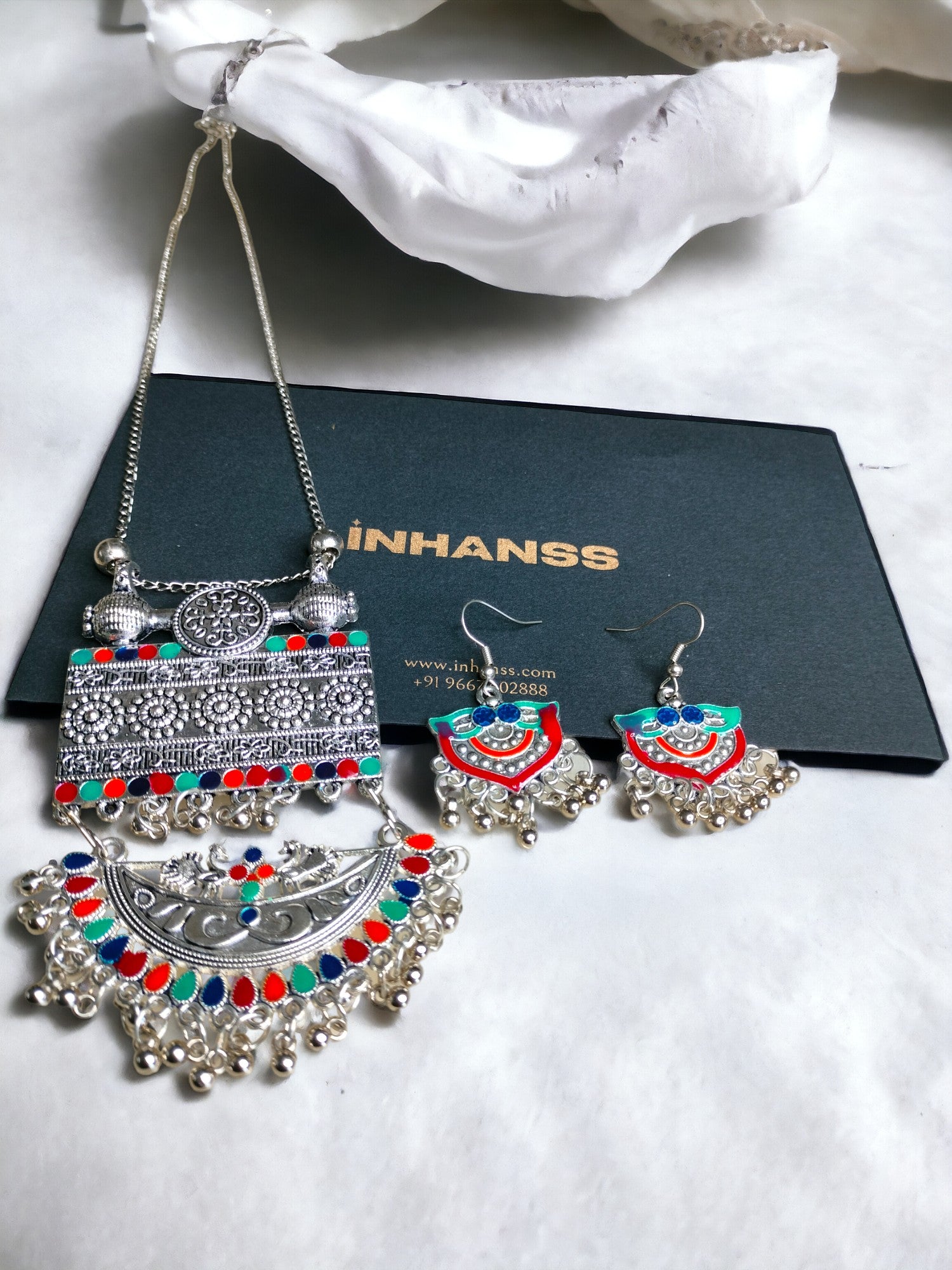 Vibrant Traditions Ensemble Oxidized Set with Matching Earrings