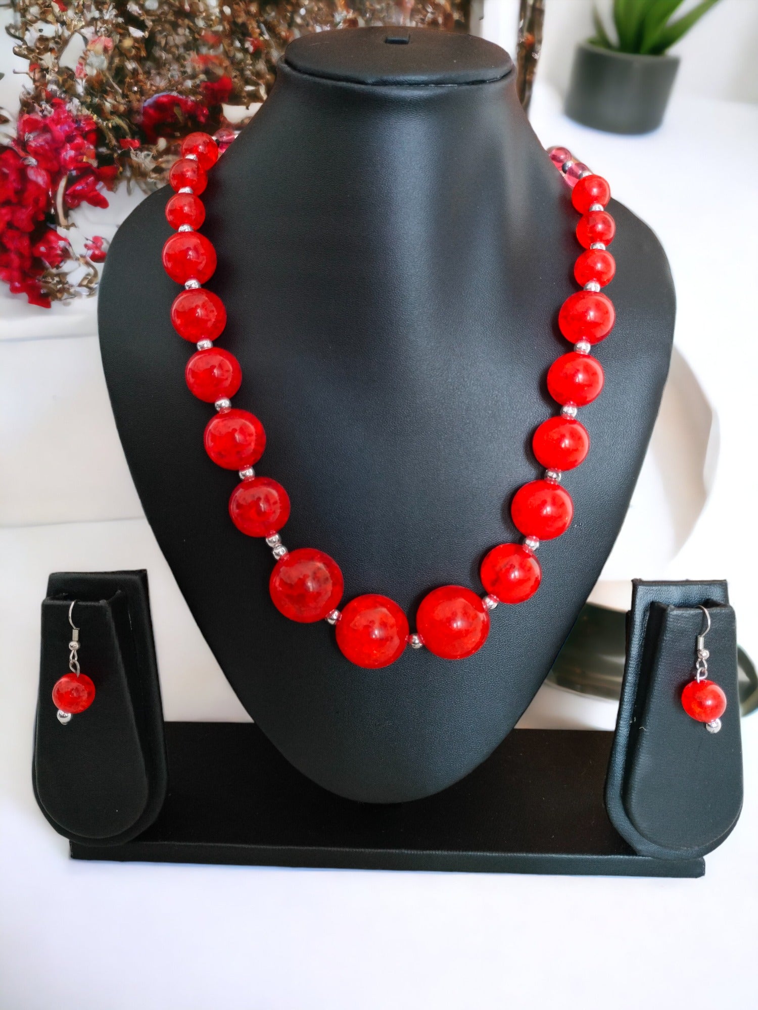 Hand Made Elegant Crystal Bead Necklace Set - 11 Colours Available
