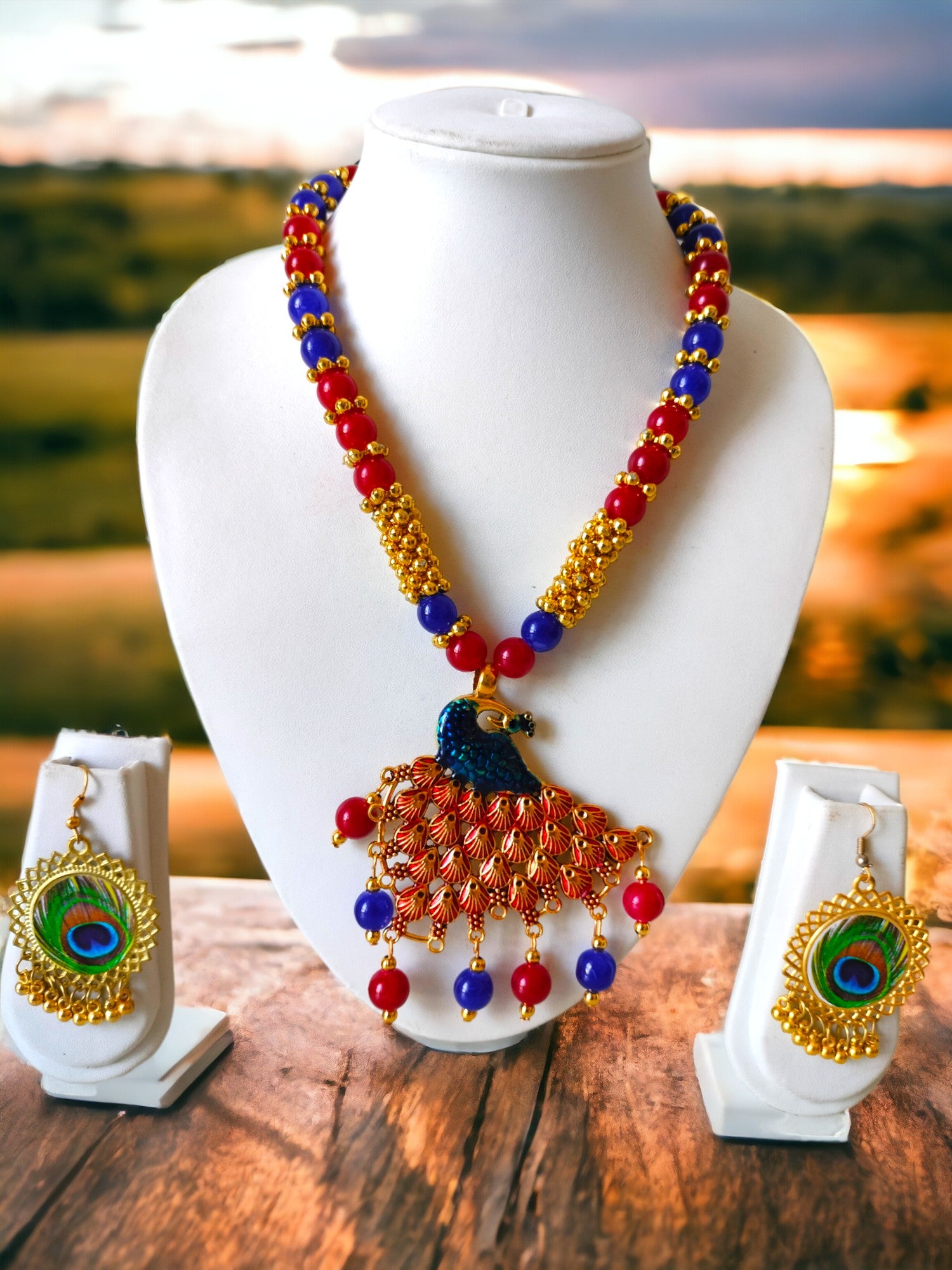 Festival of Colours Handmade  Necklace & Earrings Set