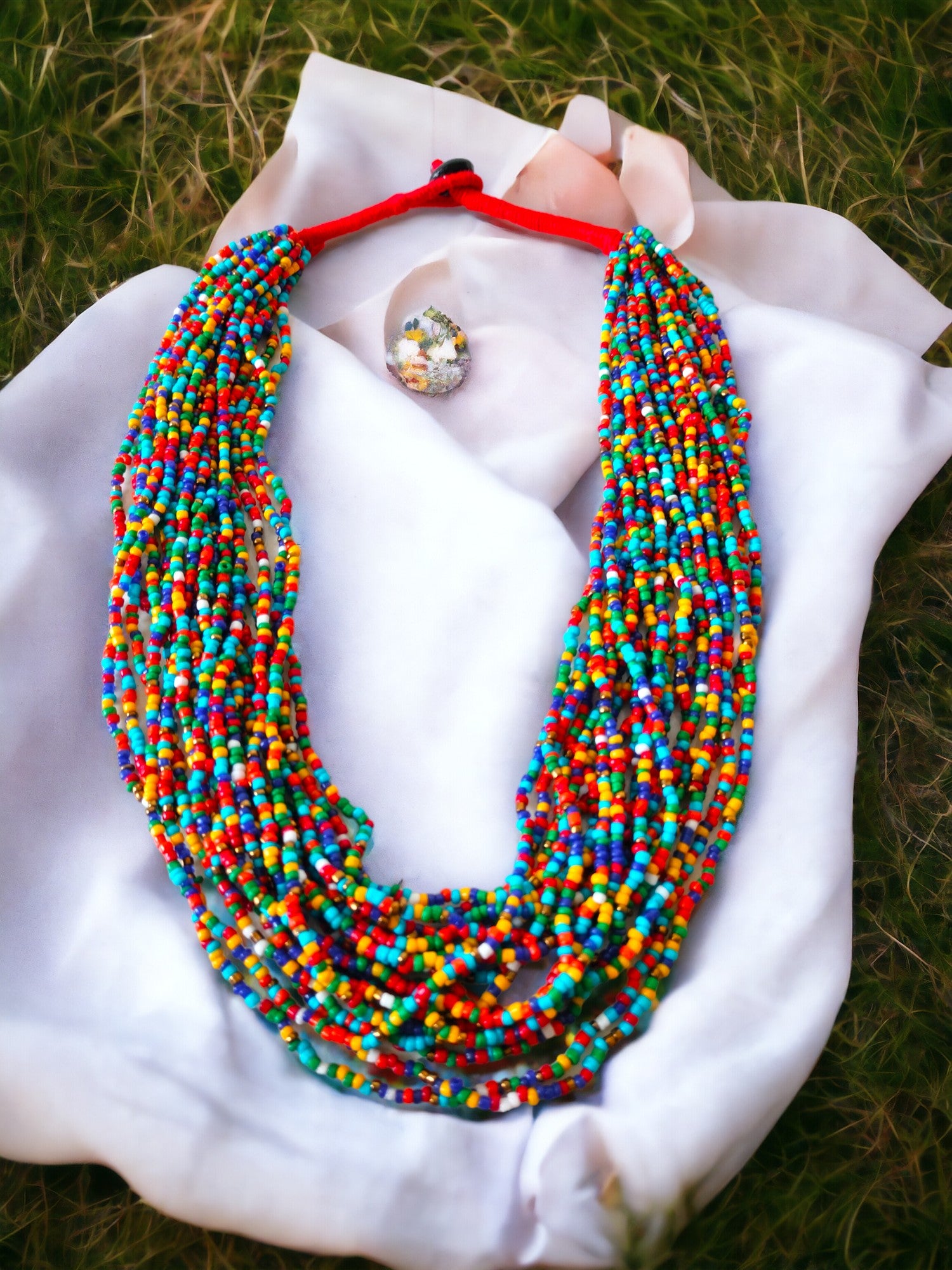 Spectrum Splendour: Handmade Multi-Layered Beaded Necklace (20 Layers)