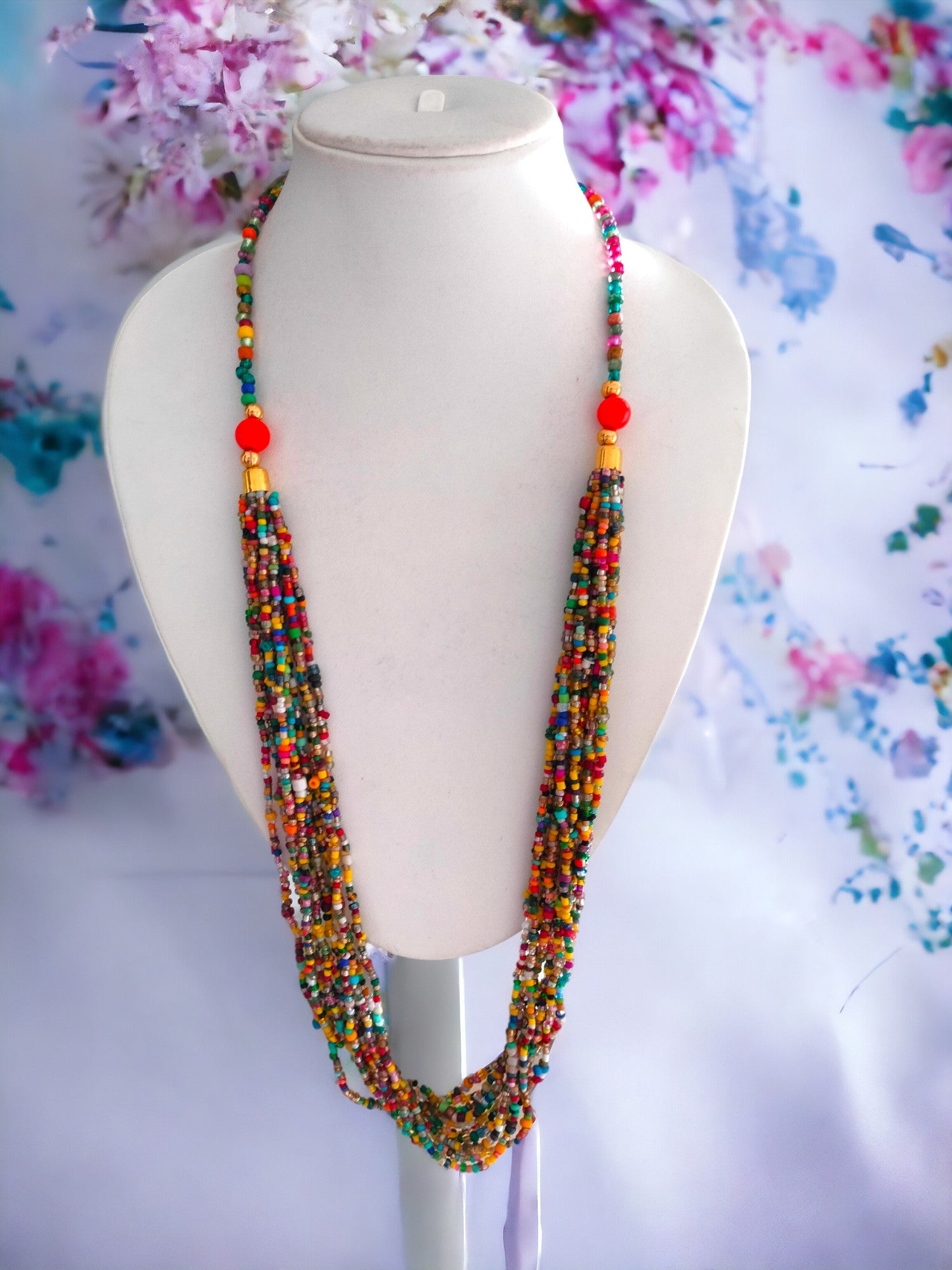 Mosaic Marvel: Handmade Multi-Layered Beaded Necklace(12 Layers)