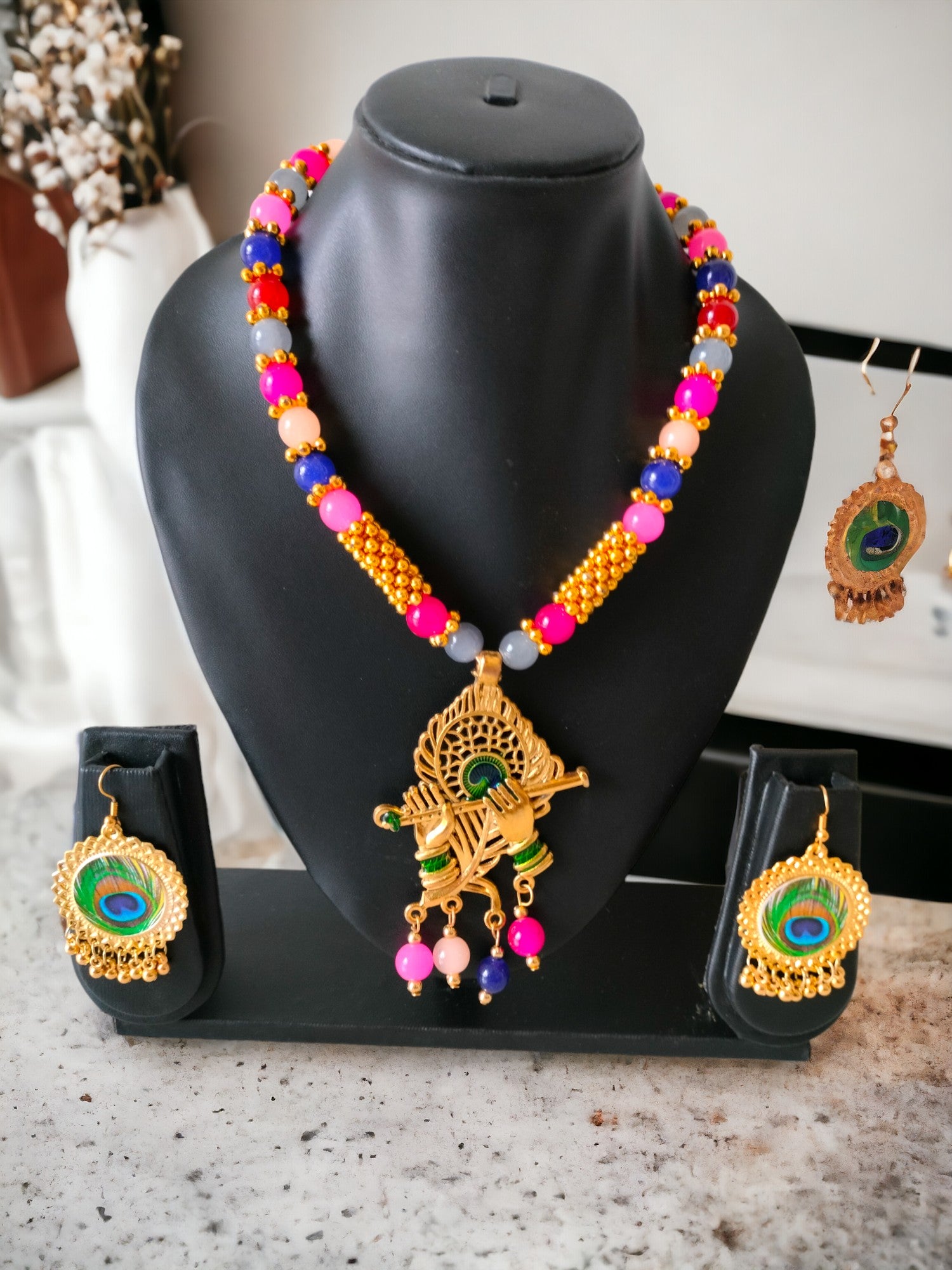 Radiant Mor Pankh Symphony Necklace Set-Handmade