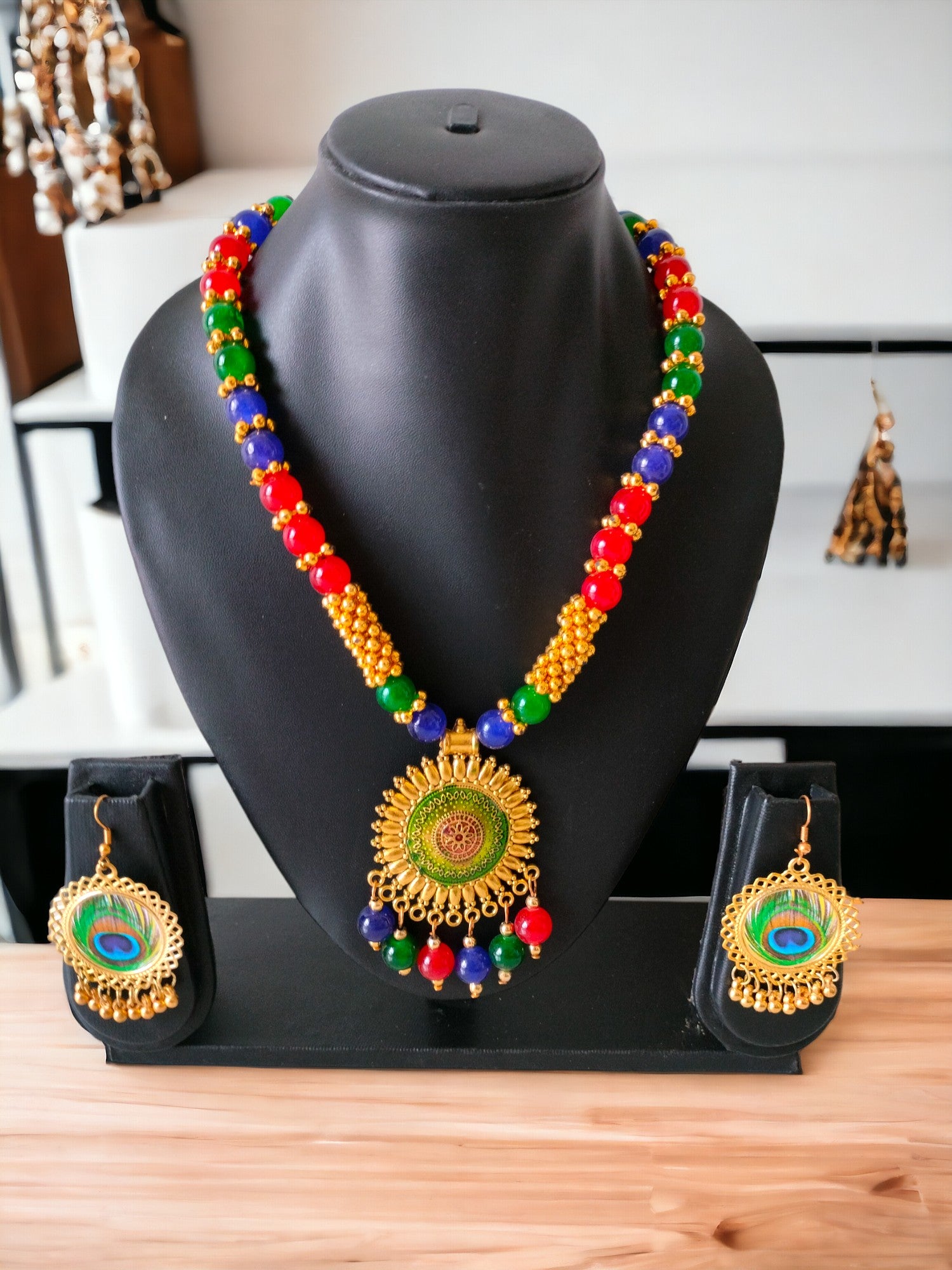 Radiant Harmony Multicolour Necklace Set-Handmade