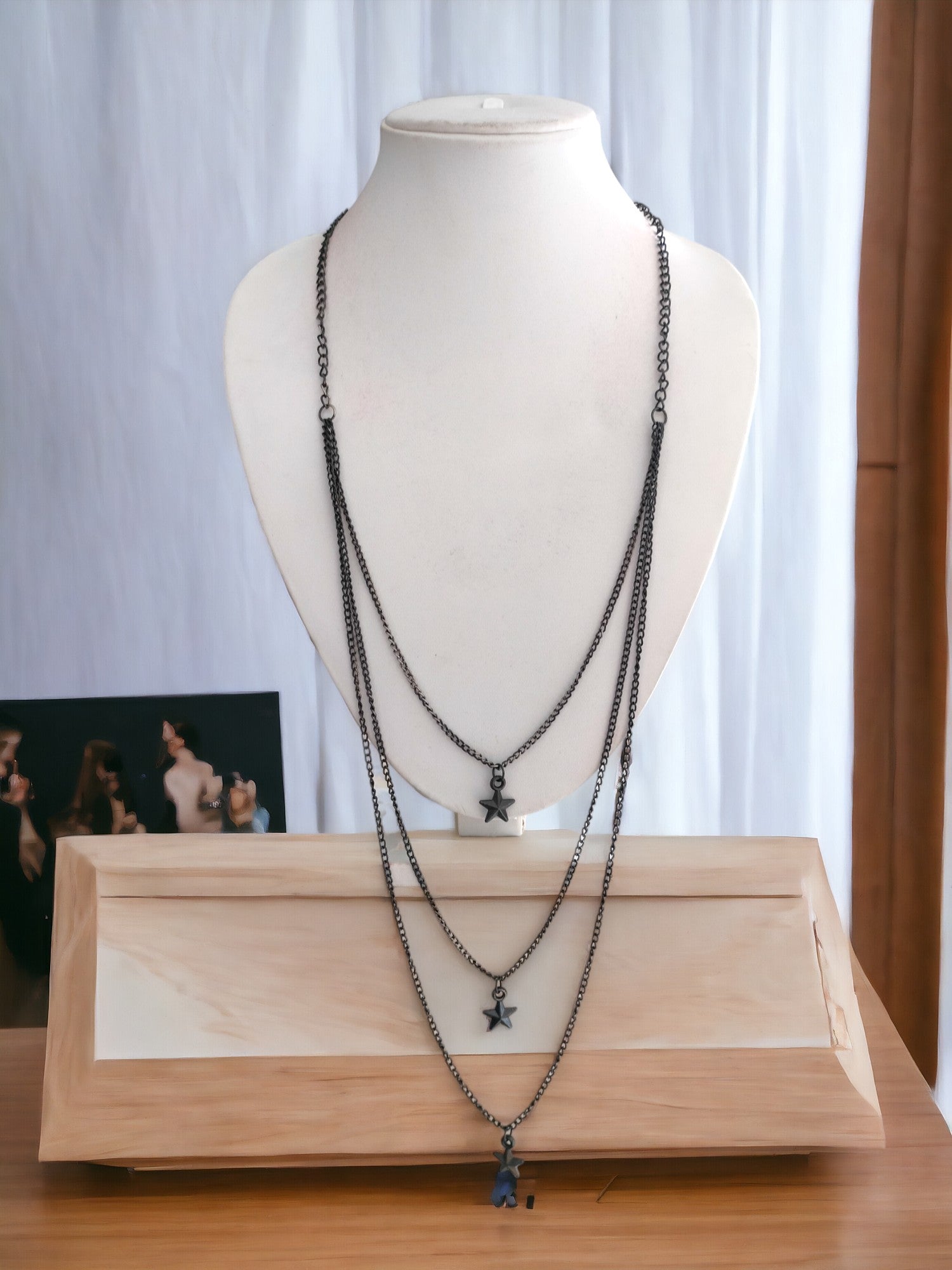 Starlit Noir Multi-Layered Necklace-Handmade