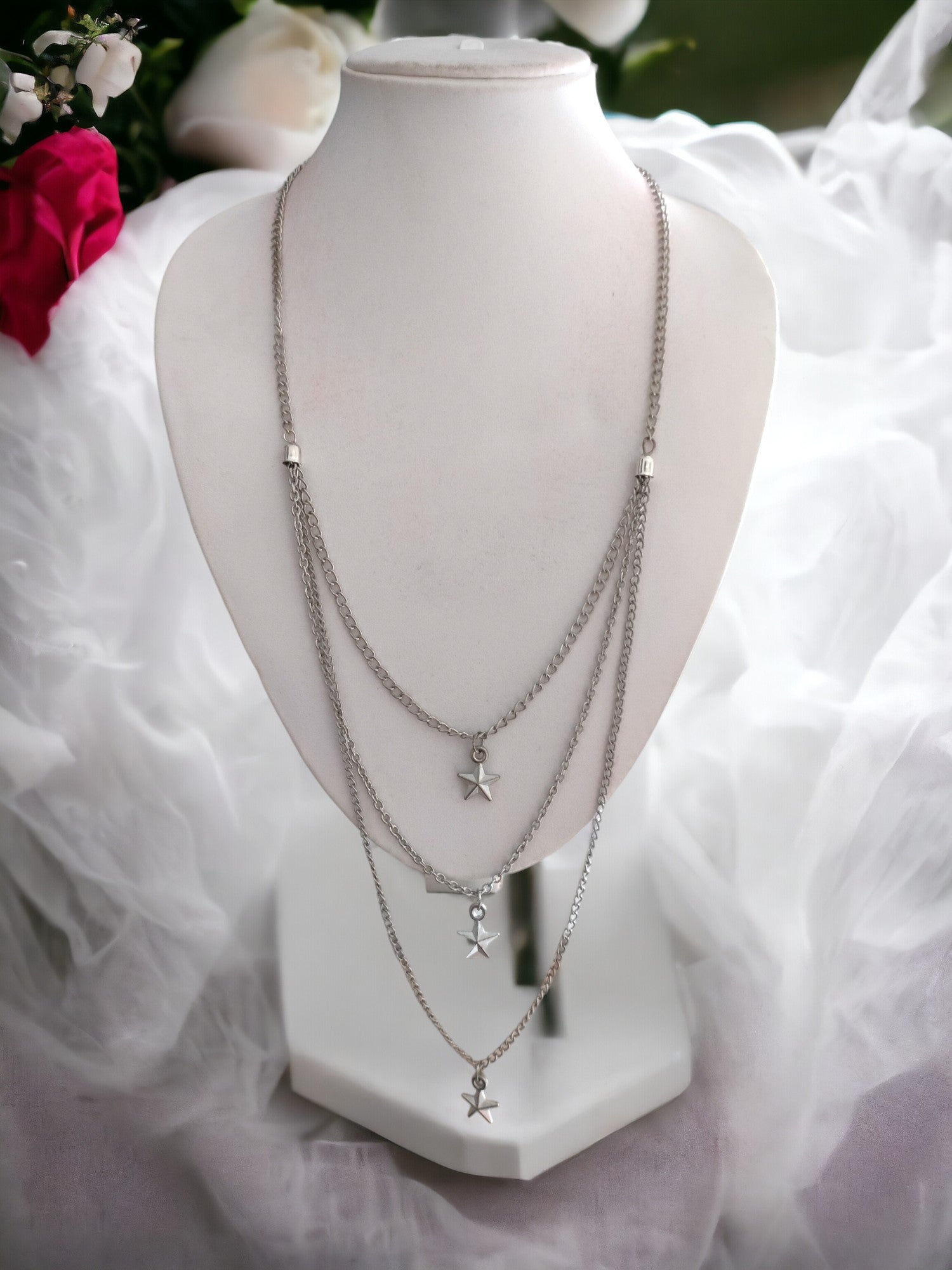 Starry Elegance 3-Layer Chain Necklace-Handmade