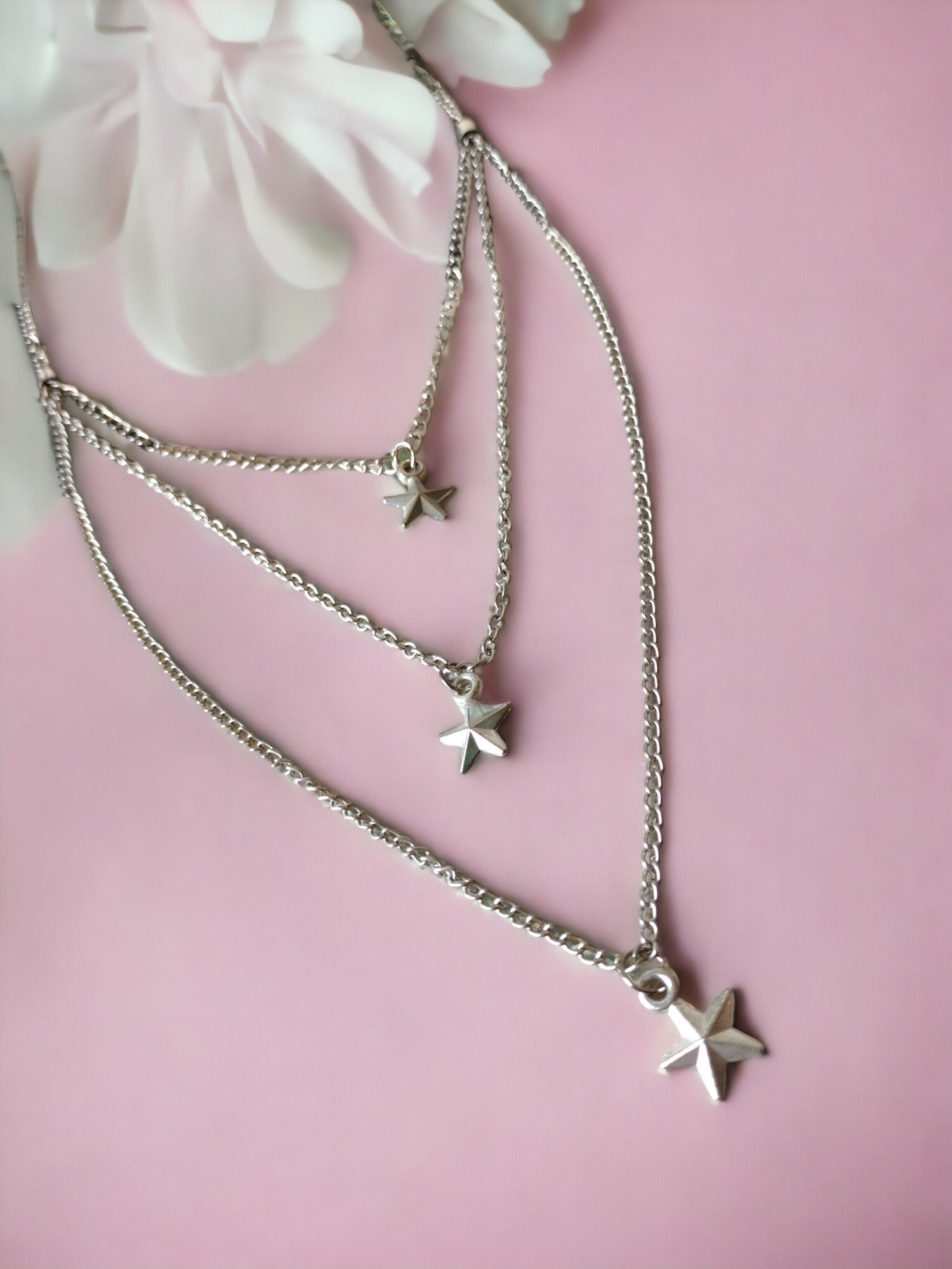 Starry Elegance 3-Layer Chain Necklace-Handmade