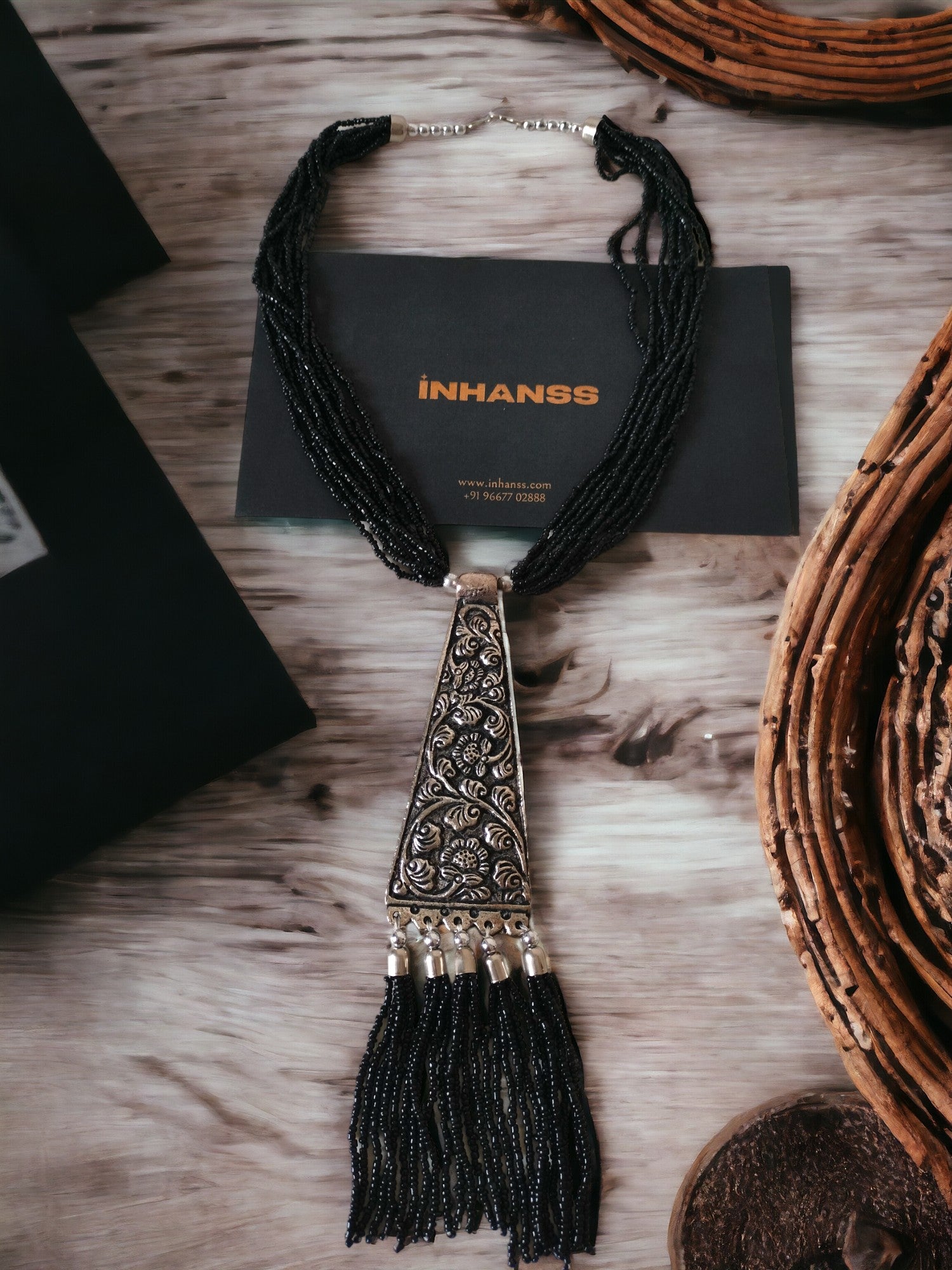 Handmade Twilight Splendour Multi-Layered Long Necklace