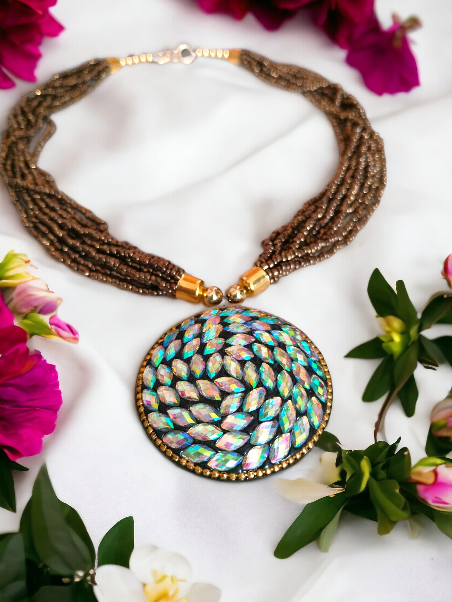 Radiant Mosaic Multi-Layered Necklace-Handmade