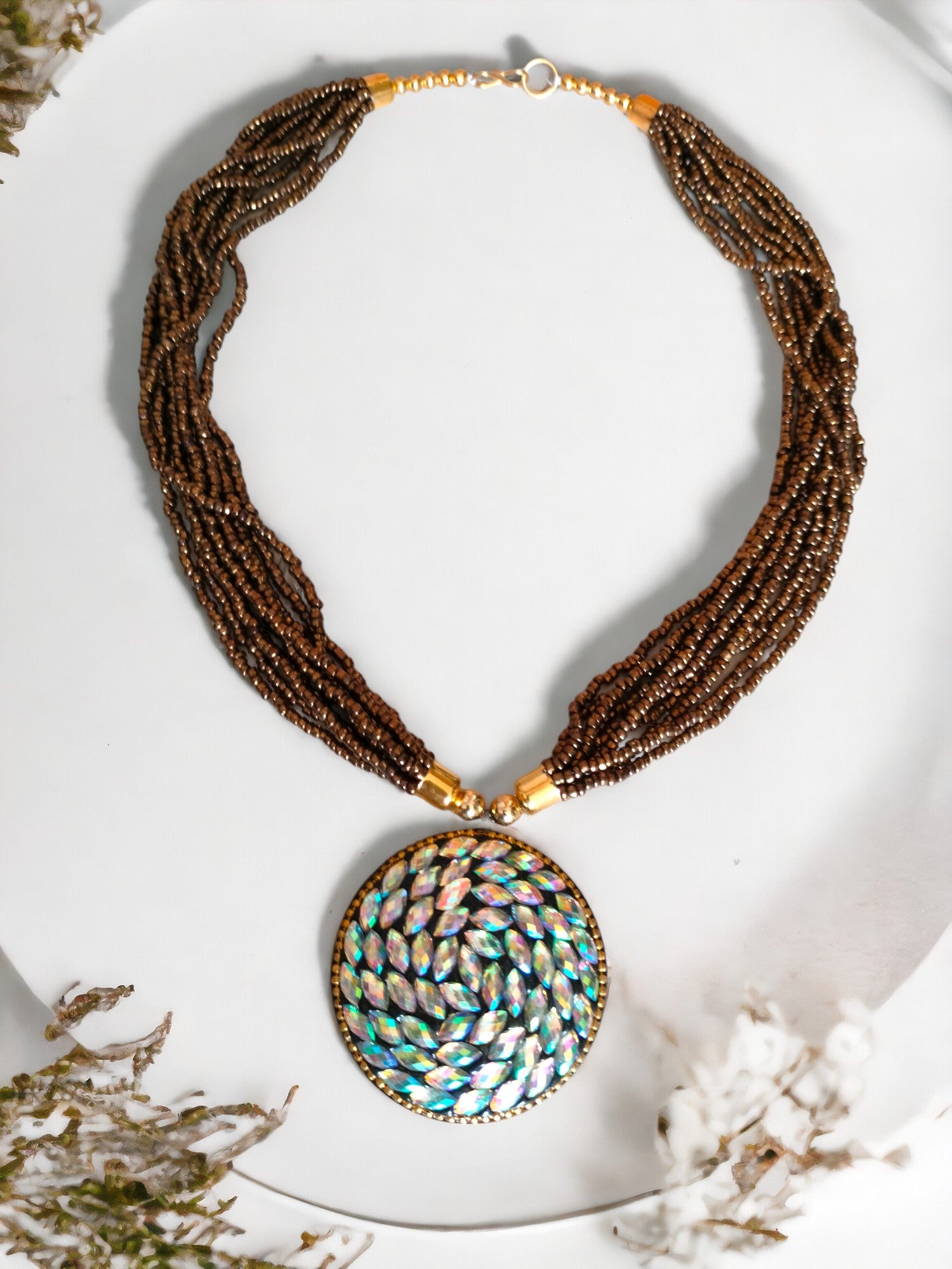 Radiant Mosaic Multi-Layered Necklace-Handmade