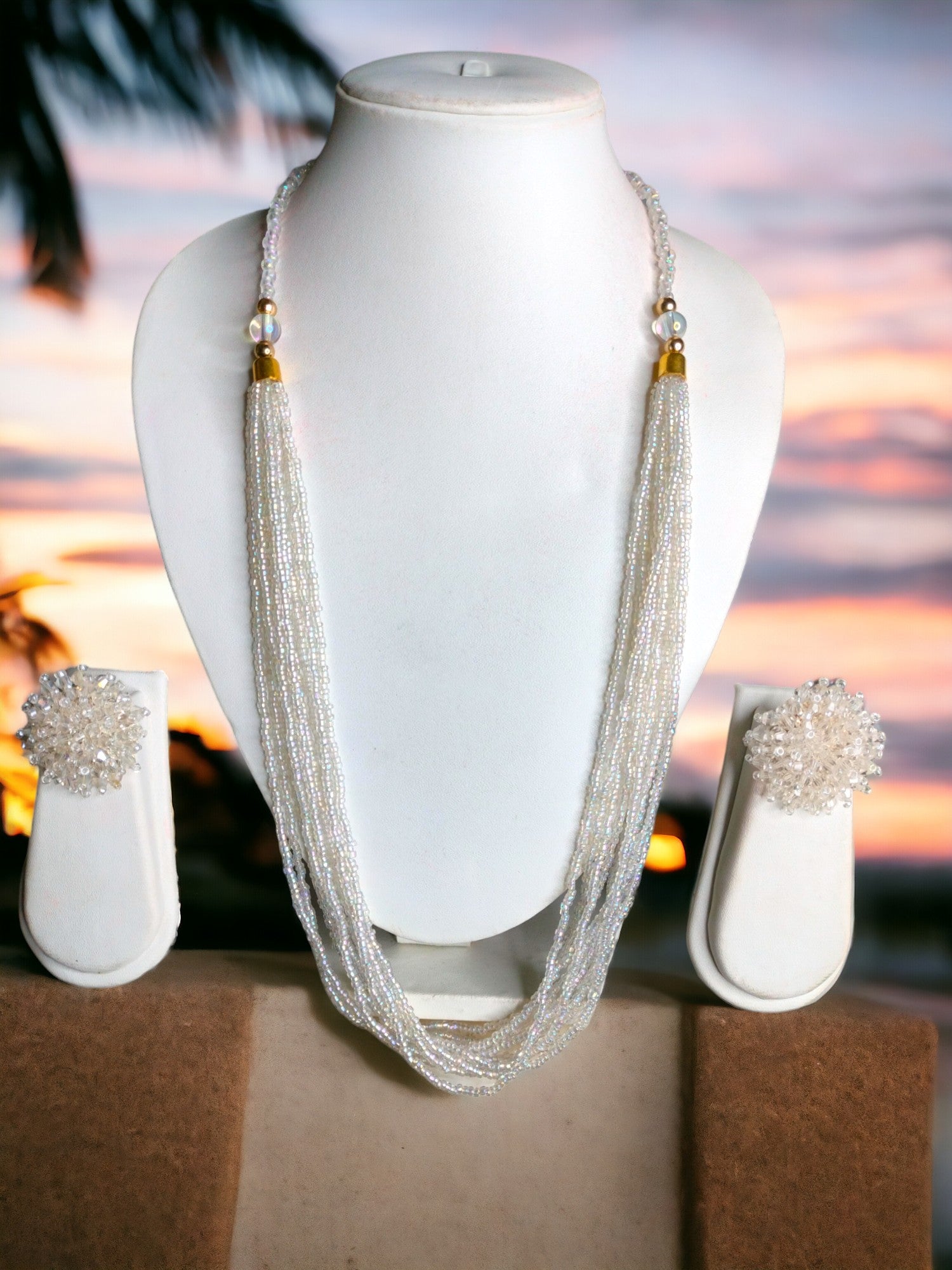 Luminous Elegance Multi-Layered Necklace Set-Handmade
