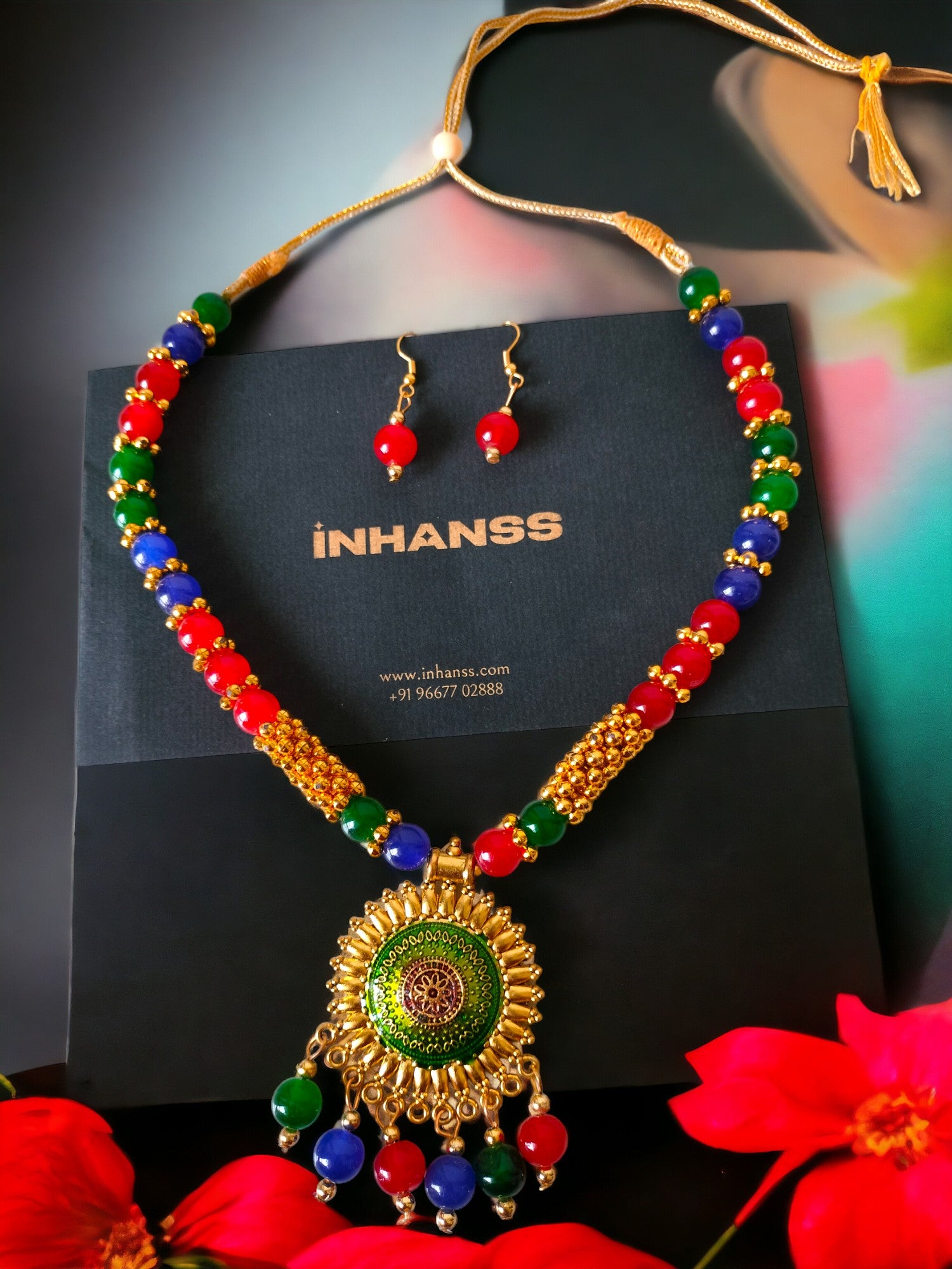 Radiant Harmony Multicolour Necklace Set-Handmade