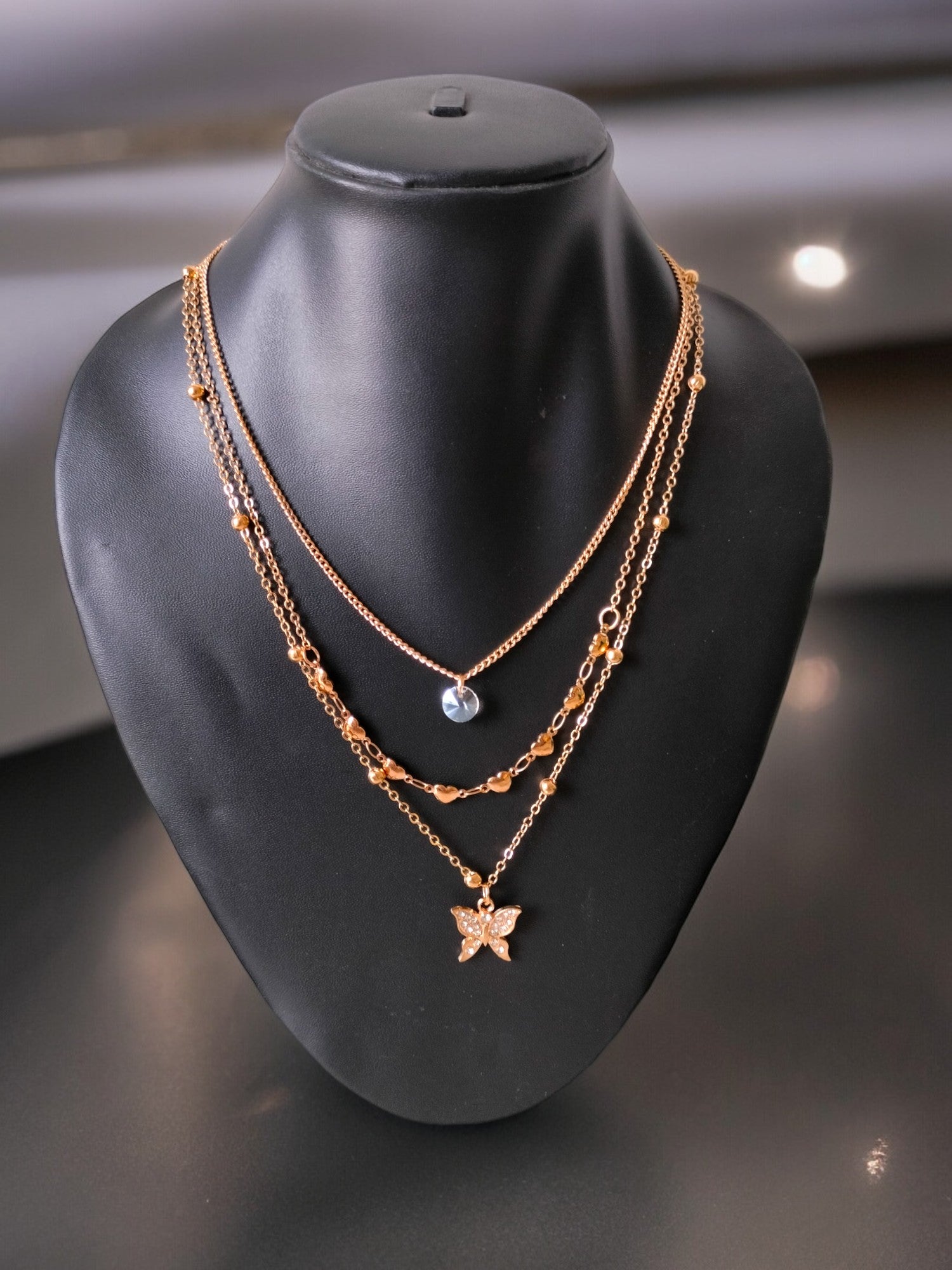 Golden Butterfly Multi-Layered Necklace