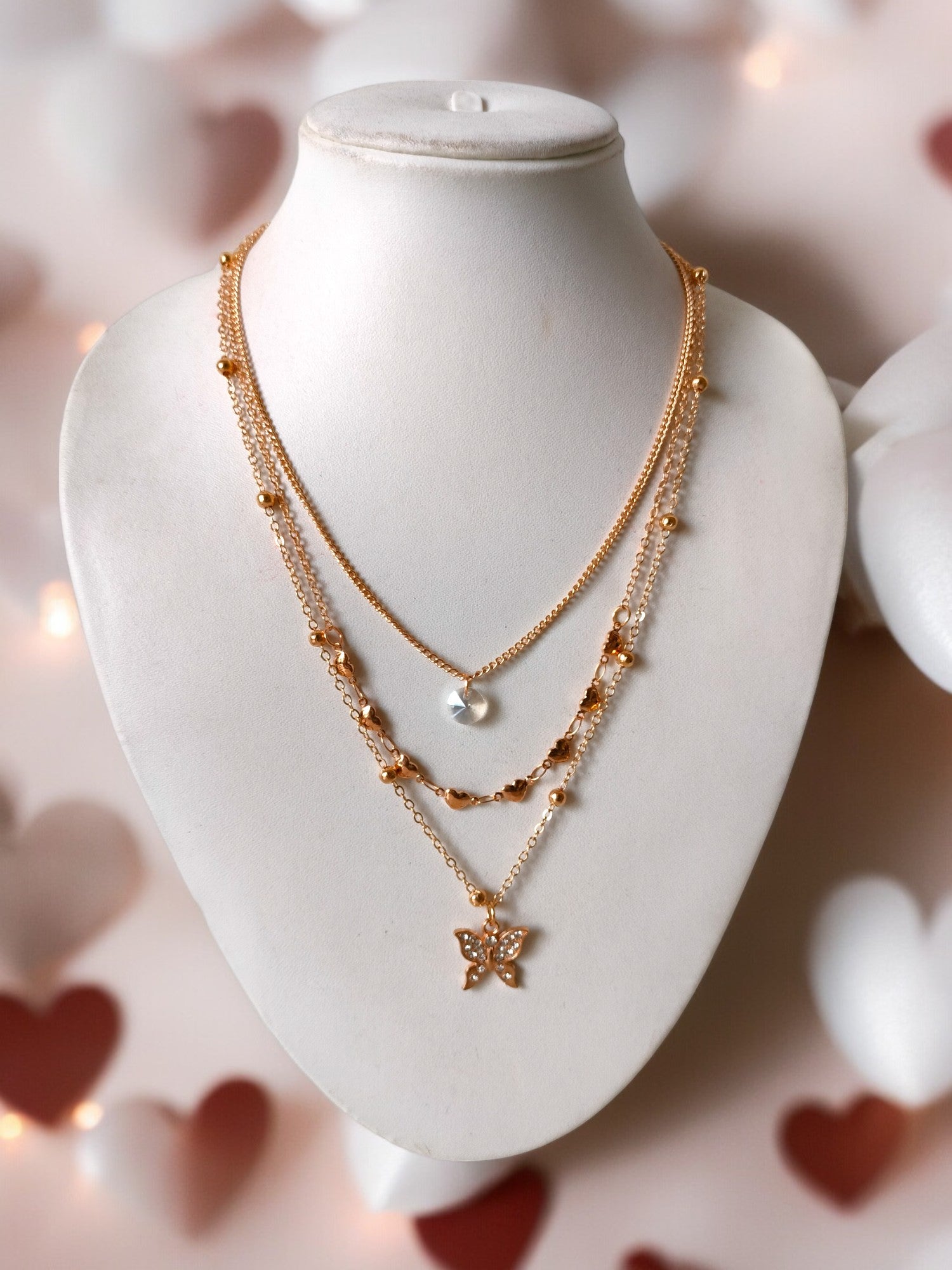 Golden Butterfly Multi-Layered Necklace