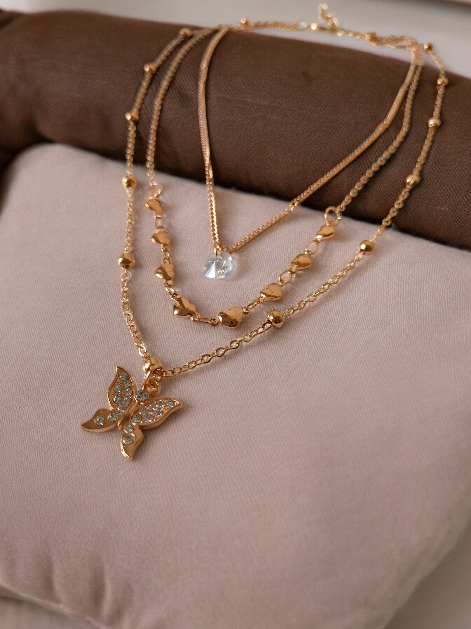 Golden Butterfly Multi-Layered Necklace