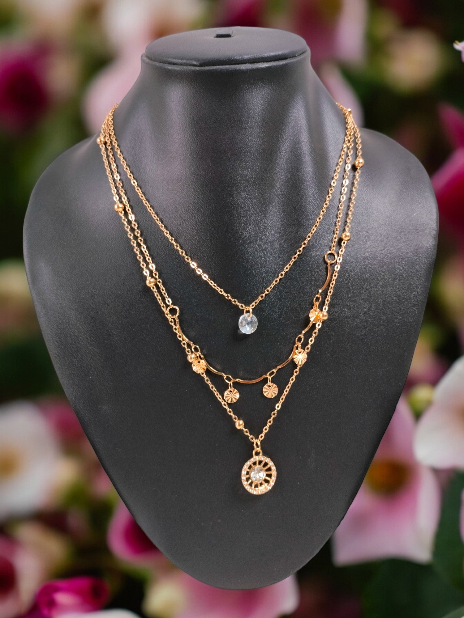 Golden Radiance: Handmade Multi-Layered Necklace