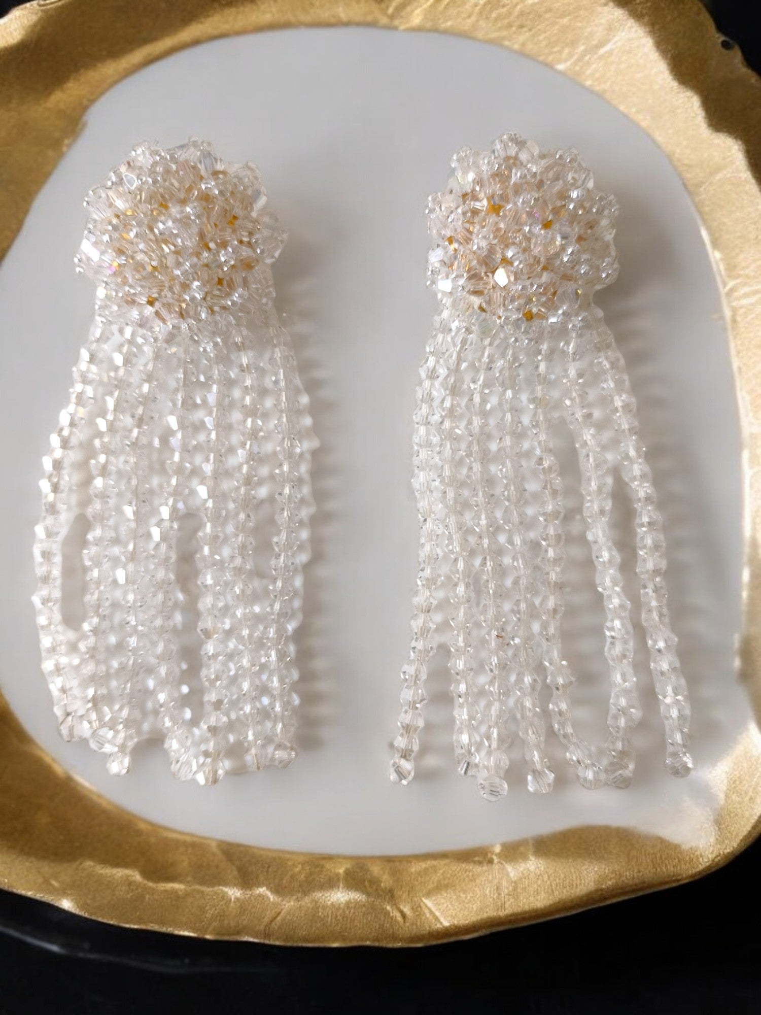 Crystal Cascade Earrings - Handmade