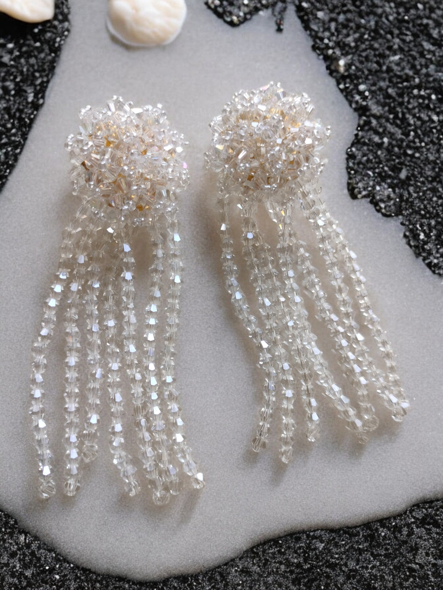 Crystal Cascade Earrings - Handmade