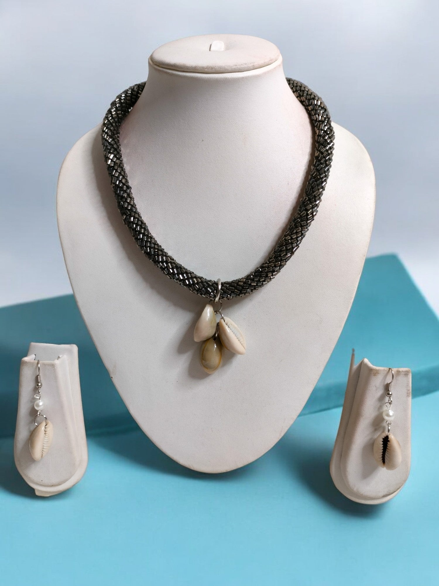 Boho Shell Charm Necklace Set - Handmade