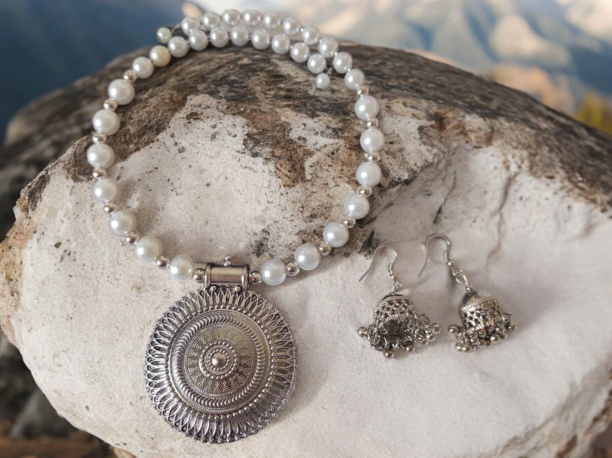 Majestic Pearl Medallion Set - Handmade