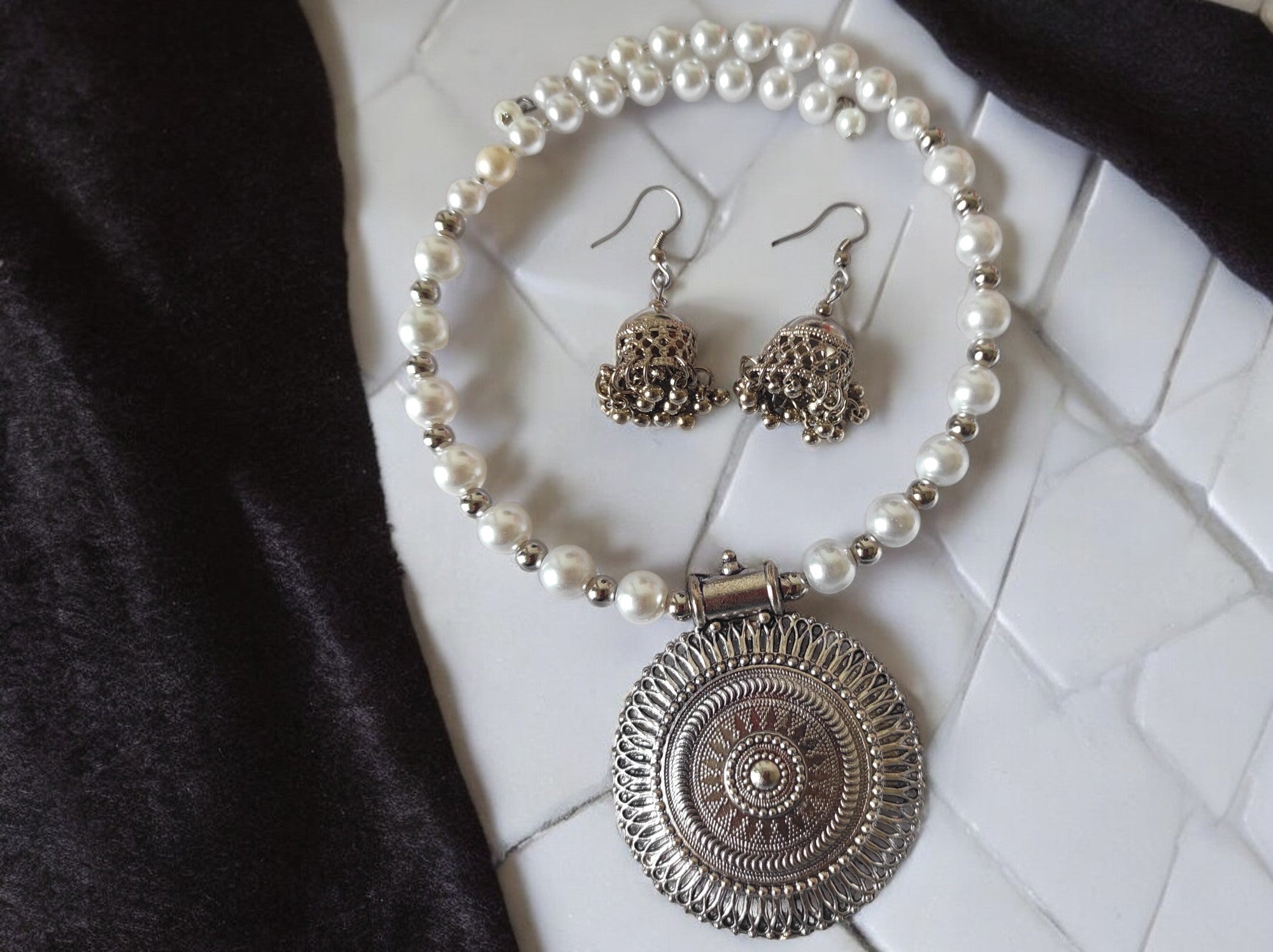 Majestic Pearl Medallion Set - Handmade