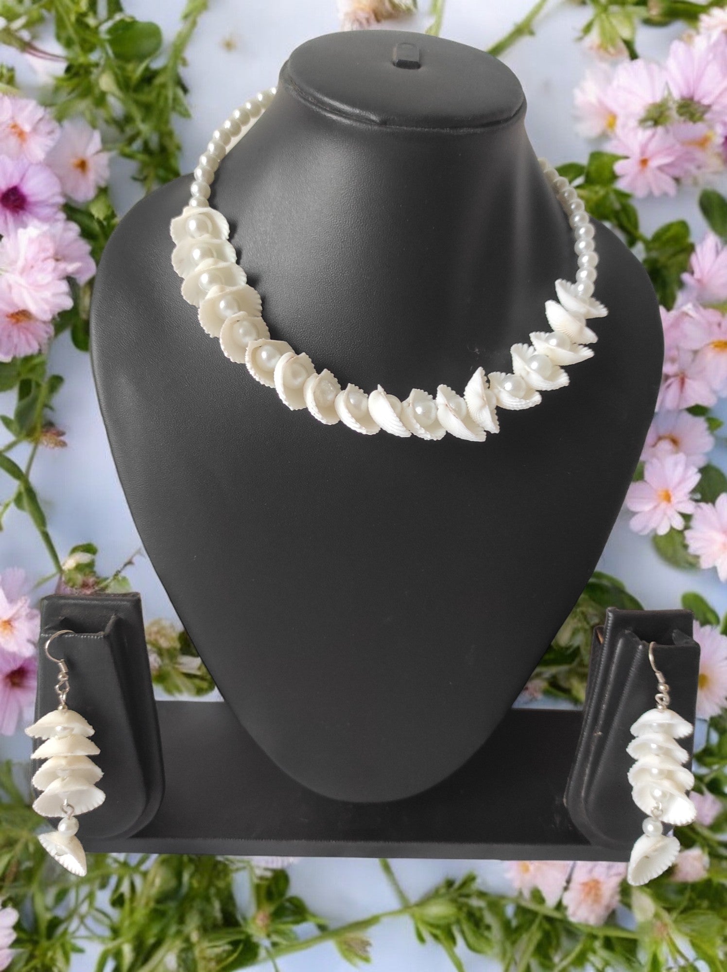 Ocean Whisperer Shell & Pearl Set - Handmade