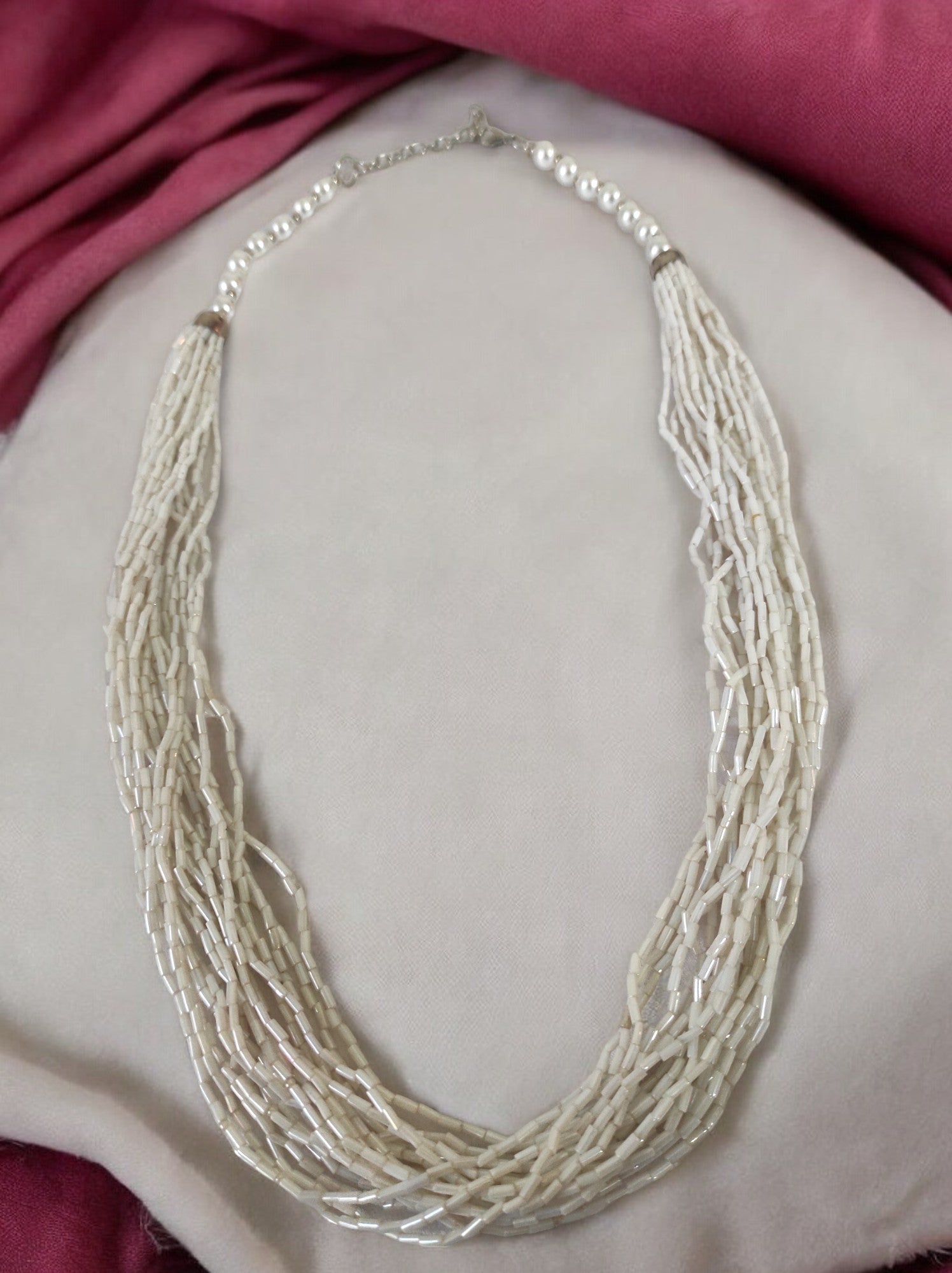 Ivory Cascade Elegance Necklace - Handmade