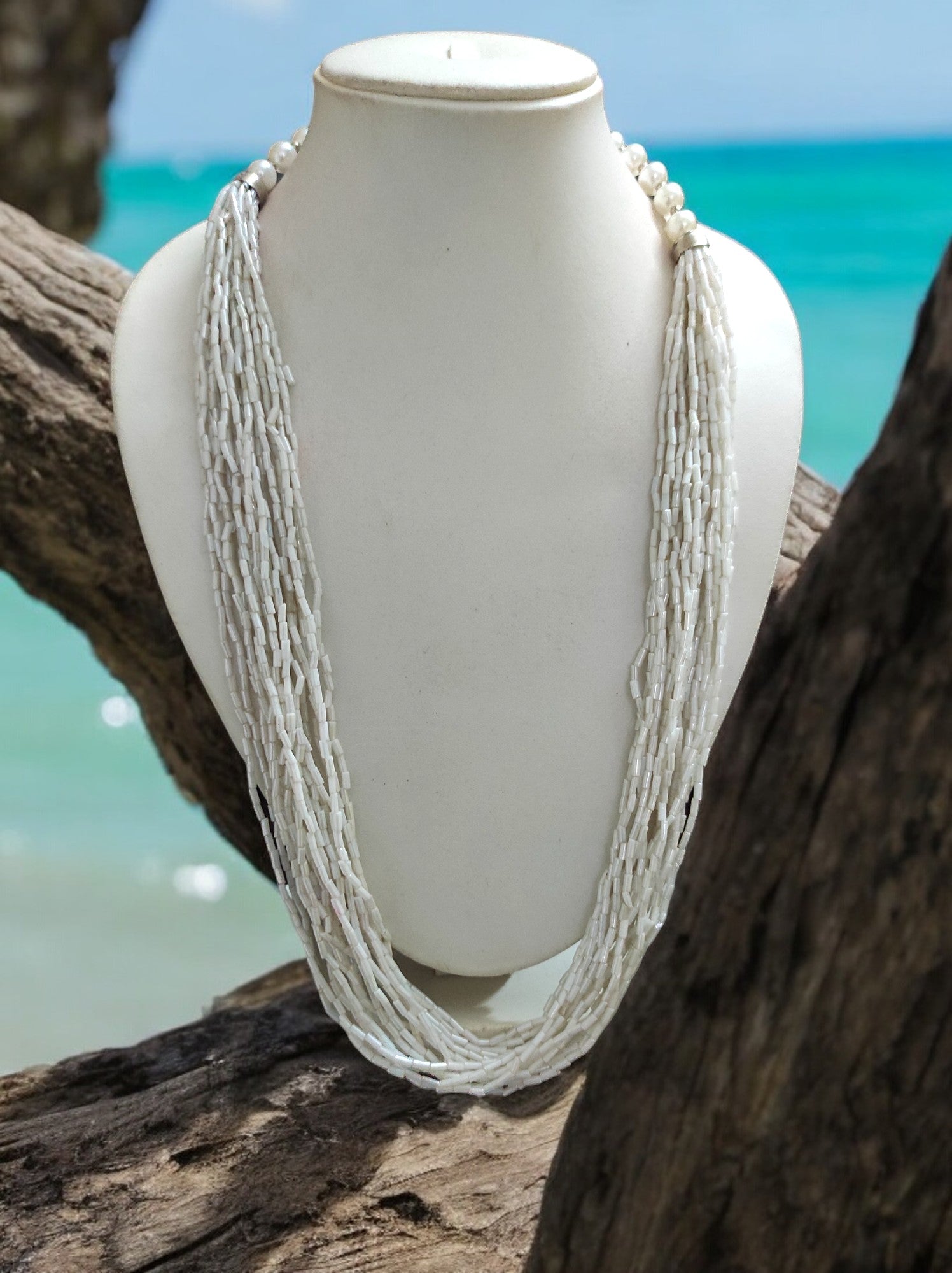 Ivory Cascade Elegance Necklace - Handmade